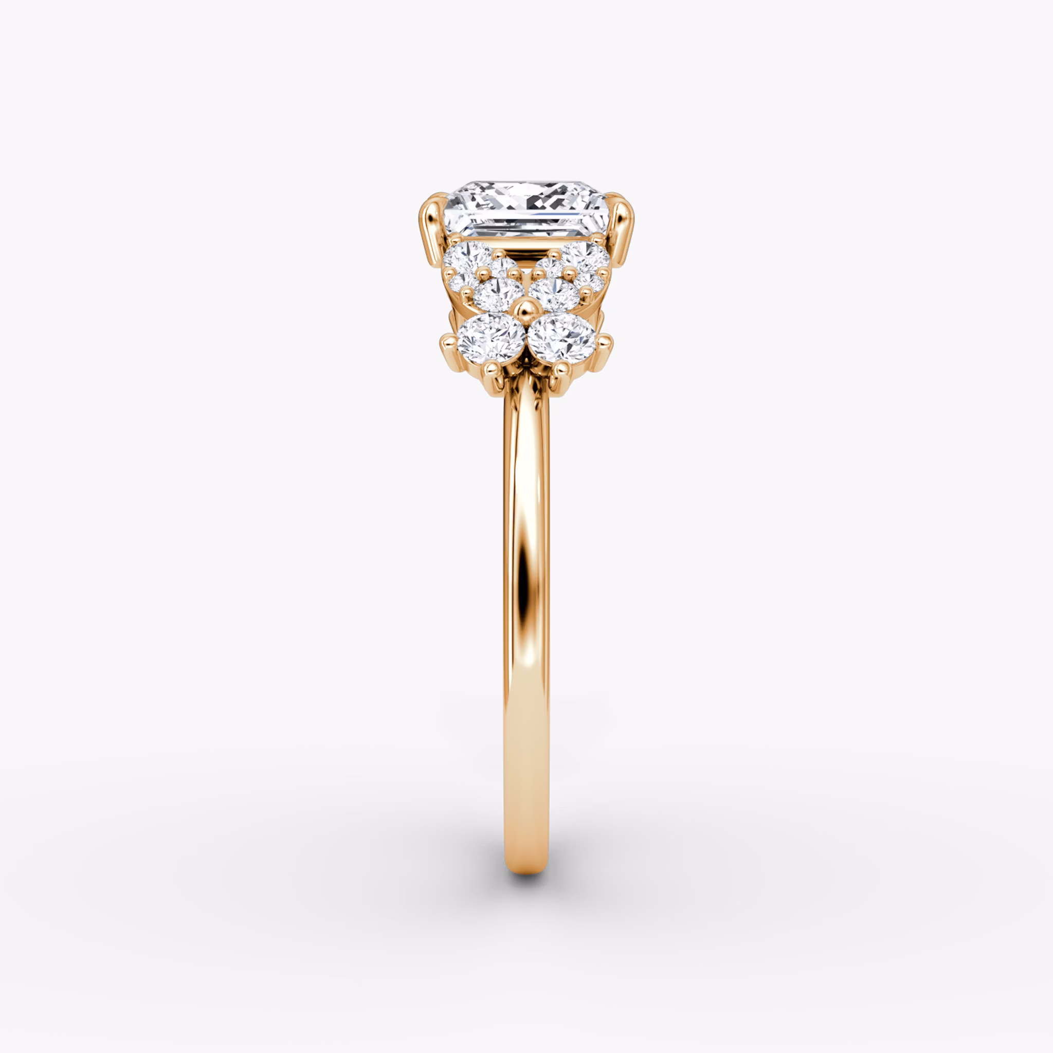 The Signature Floral | Princess | 14k | Rose Gold | bandAccent: Plain | diamondOrientation: vertical | caratWeight: other