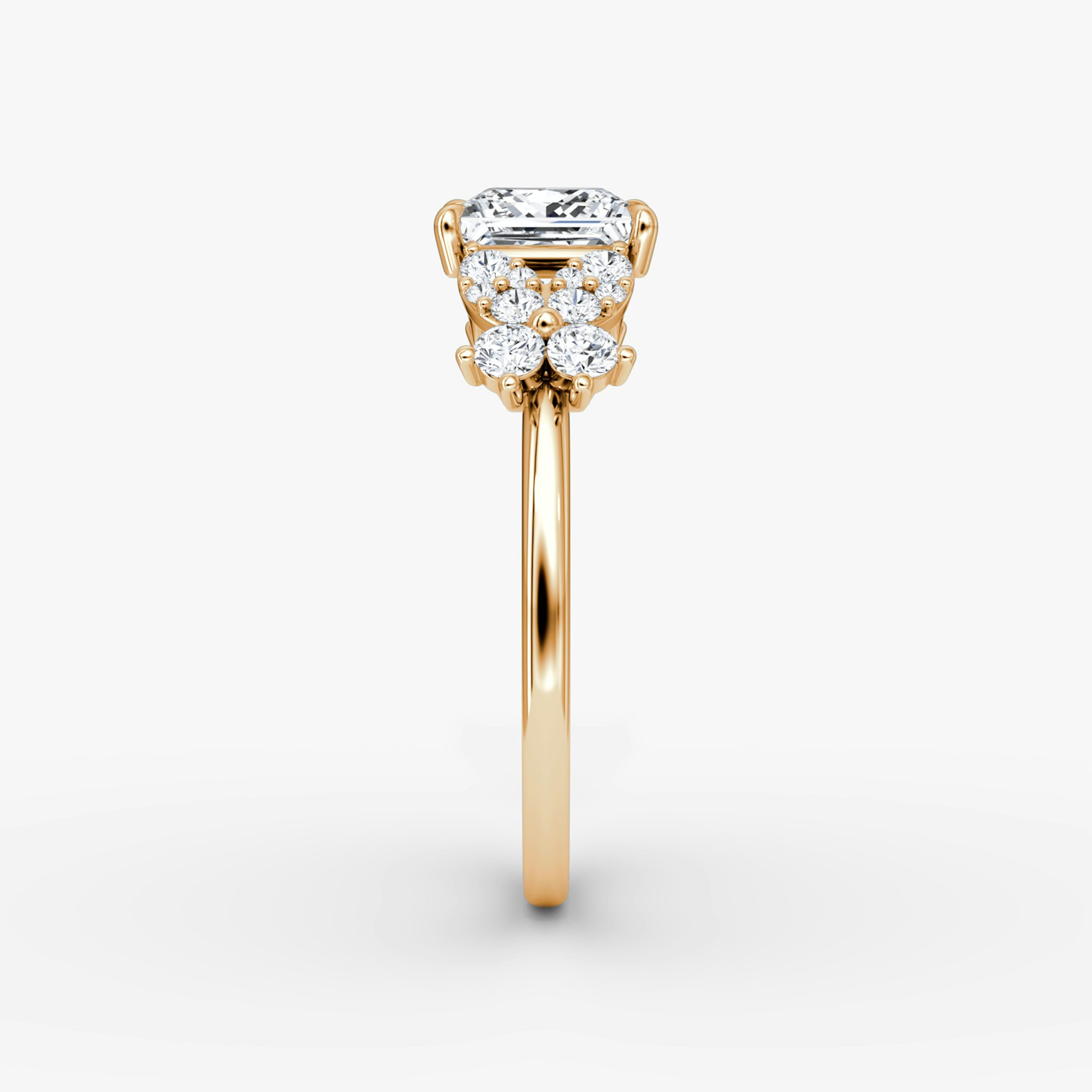 The Signature Floral | Princess | 14k | Rose Gold | bandAccent: Plain | diamondOrientation: vertical | caratWeight: other