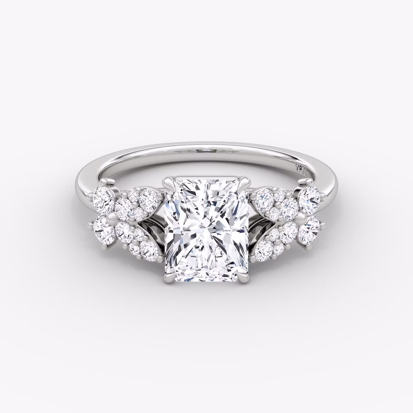 The Signature Floral  | Radiant | Platinum | bandAccent: Plain | diamondOrientation: vertical | caratWeight: other