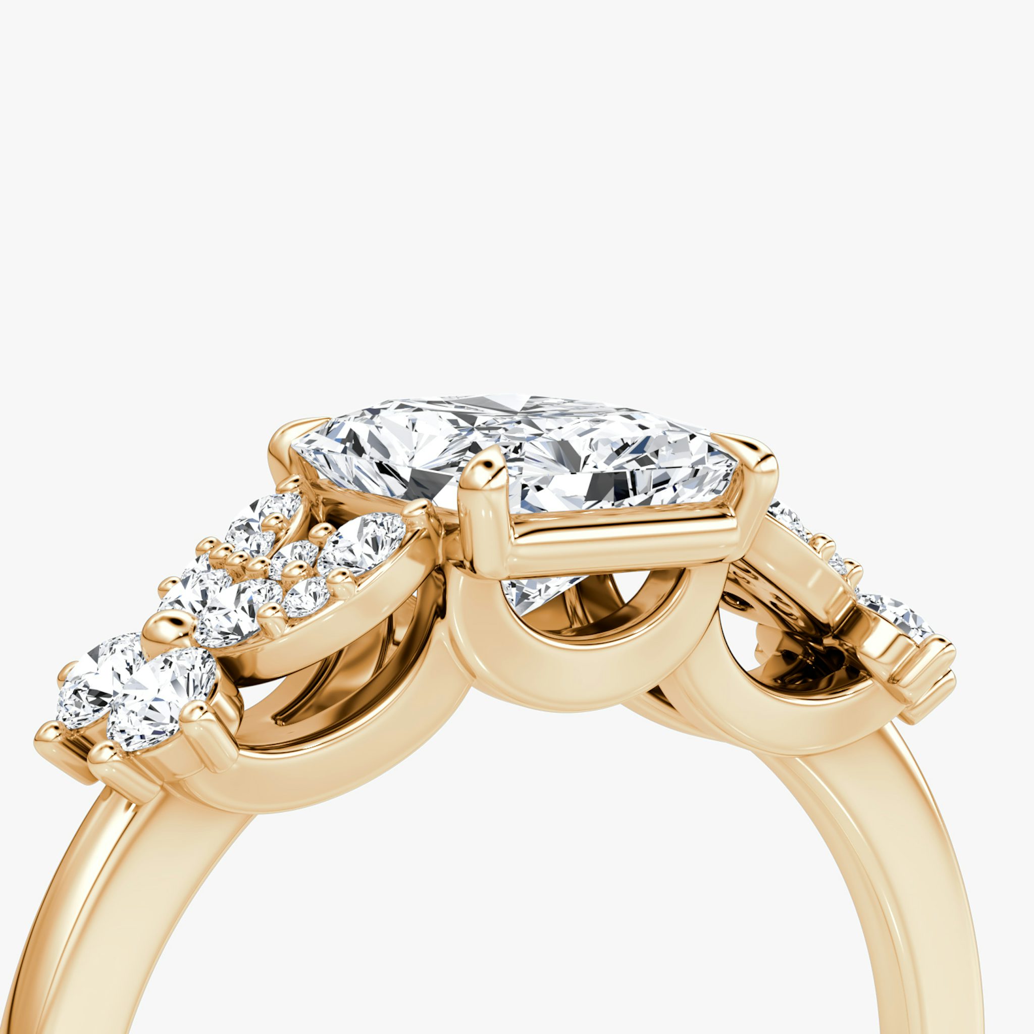 The Signature Floral | Radiant | 14k | Rose Gold | bandAccent: Plain | diamondOrientation: vertical | caratWeight: other