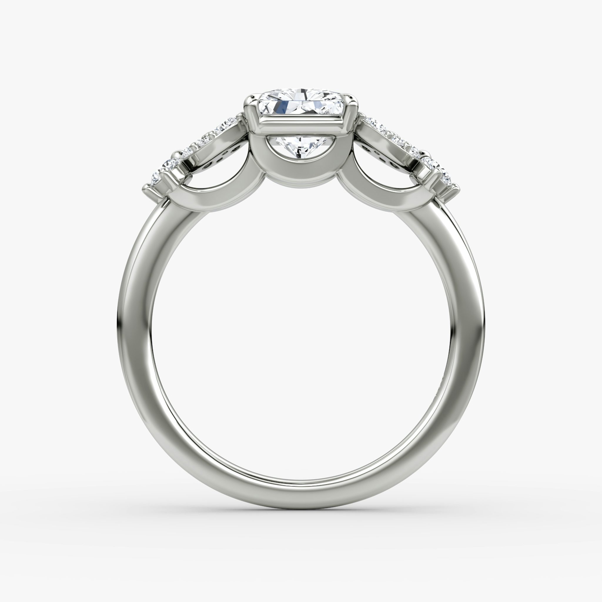 The Signature Floral | Radiant | 18k | White Gold | bandAccent: Plain | diamondOrientation: vertical | caratWeight: other