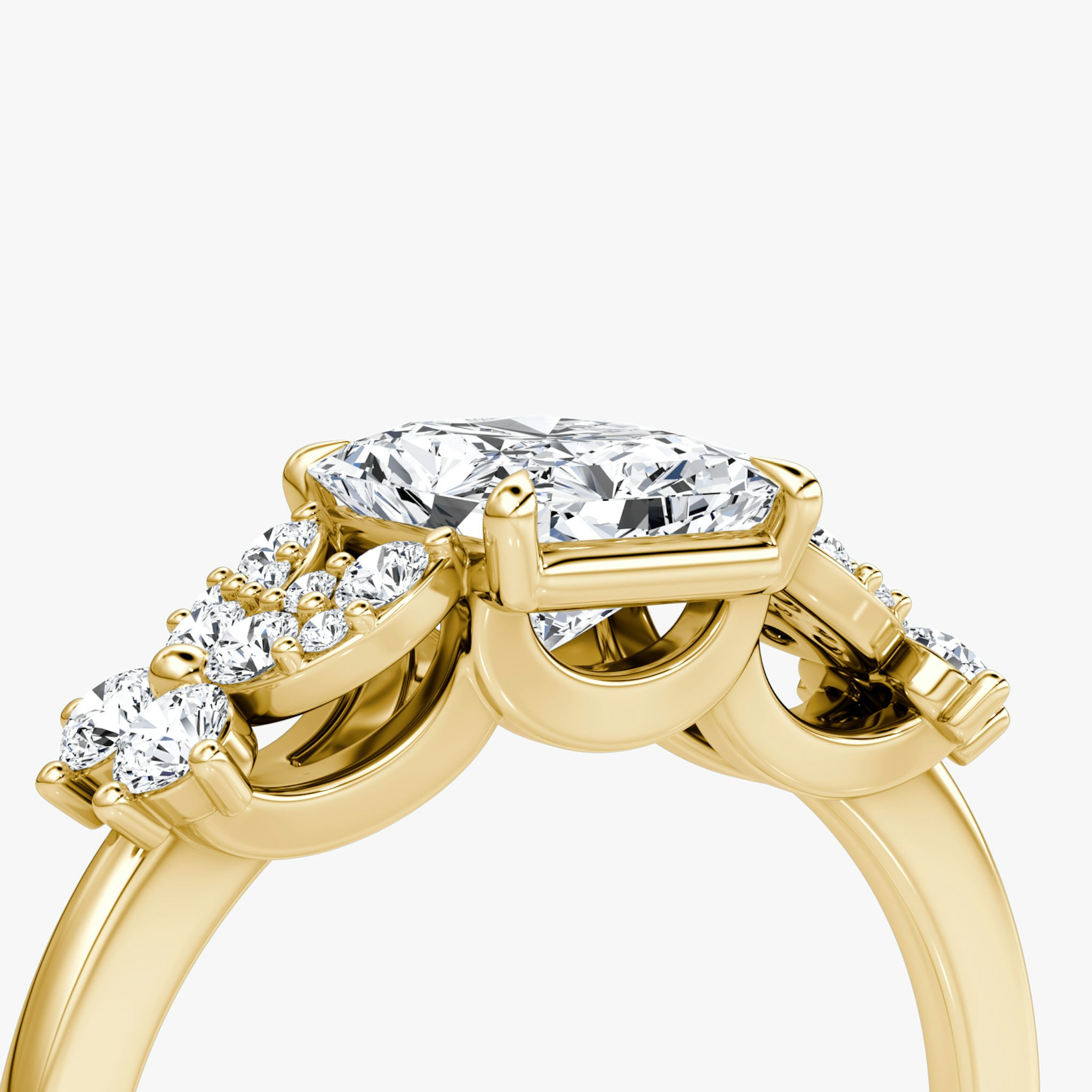 The Signature Floral | Radiant | 18k | Yellow Gold | bandAccent: Plain | diamondOrientation: vertical | caratWeight: other