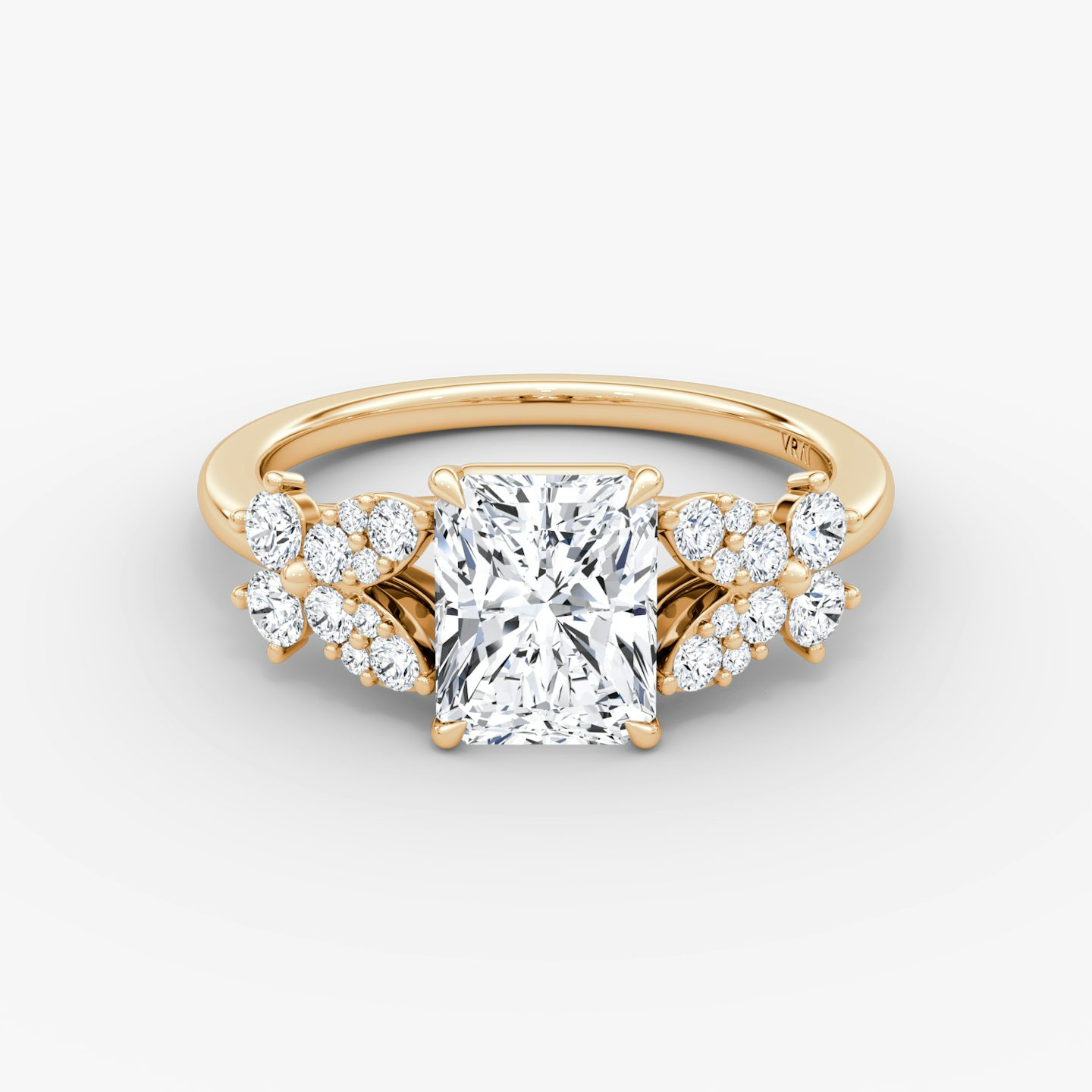 The Signature Floral  | Radiant | 14k | Rose Gold | bandAccent: Plain | diamondOrientation: vertical | caratWeight: other