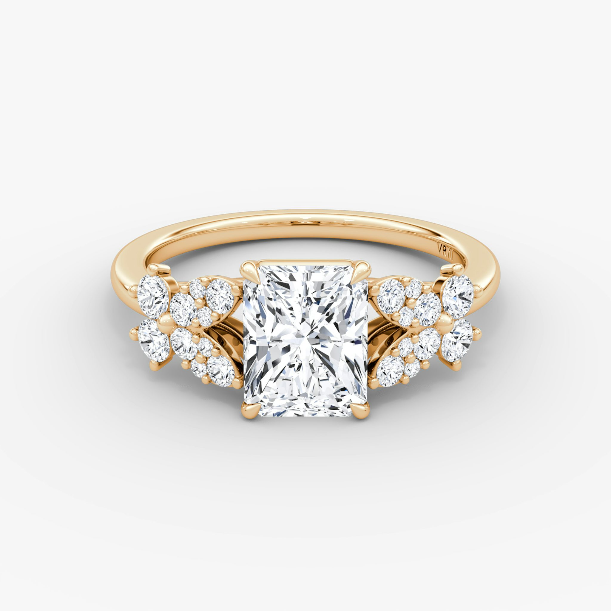 The Signature Floral | Radiant | 14k | Rose Gold | bandAccent: Plain | diamondOrientation: vertical | caratWeight: other