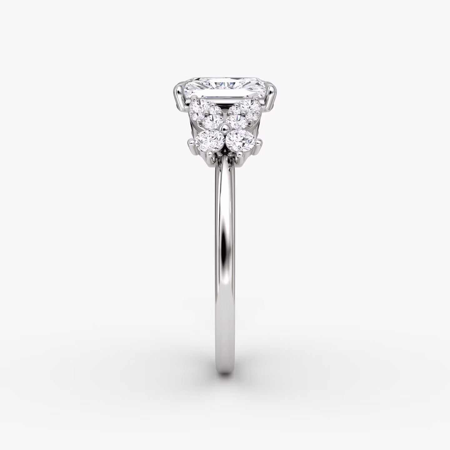 The Signature Floral  | Radiant | Platinum | bandAccent: Plain | diamondOrientation: vertical | caratWeight: other