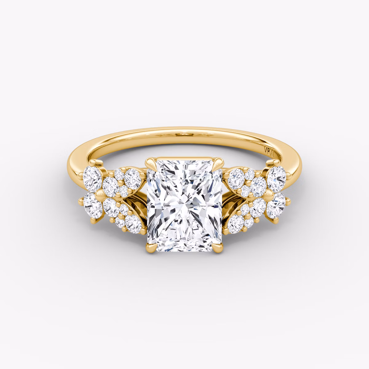 The Signature Floral | Radiant | 18k | Yellow Gold | bandAccent: Plain | diamondOrientation: vertical | caratWeight: other