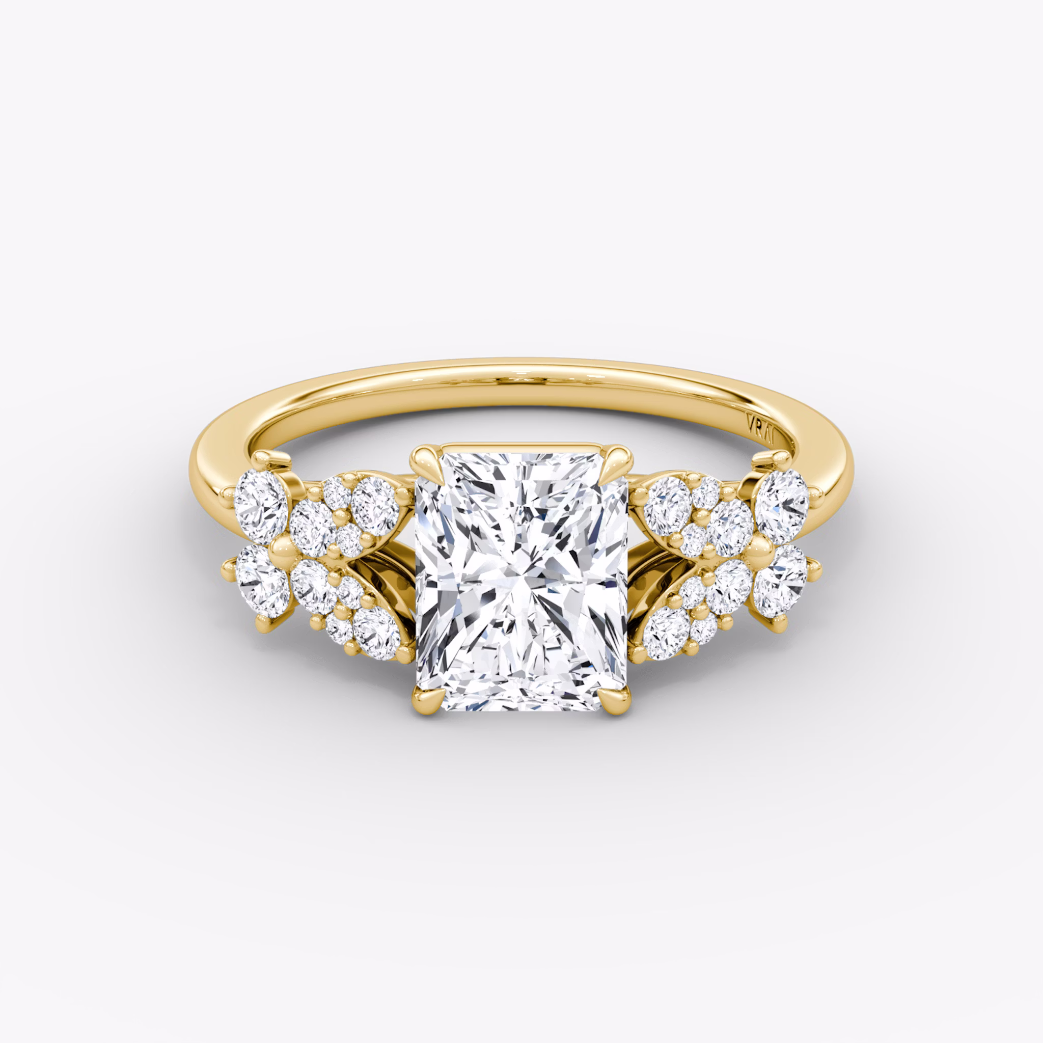 The Signature Floral | Radiant | 18k | Yellow Gold | bandAccent: Plain | diamondOrientation: vertical | caratWeight: other