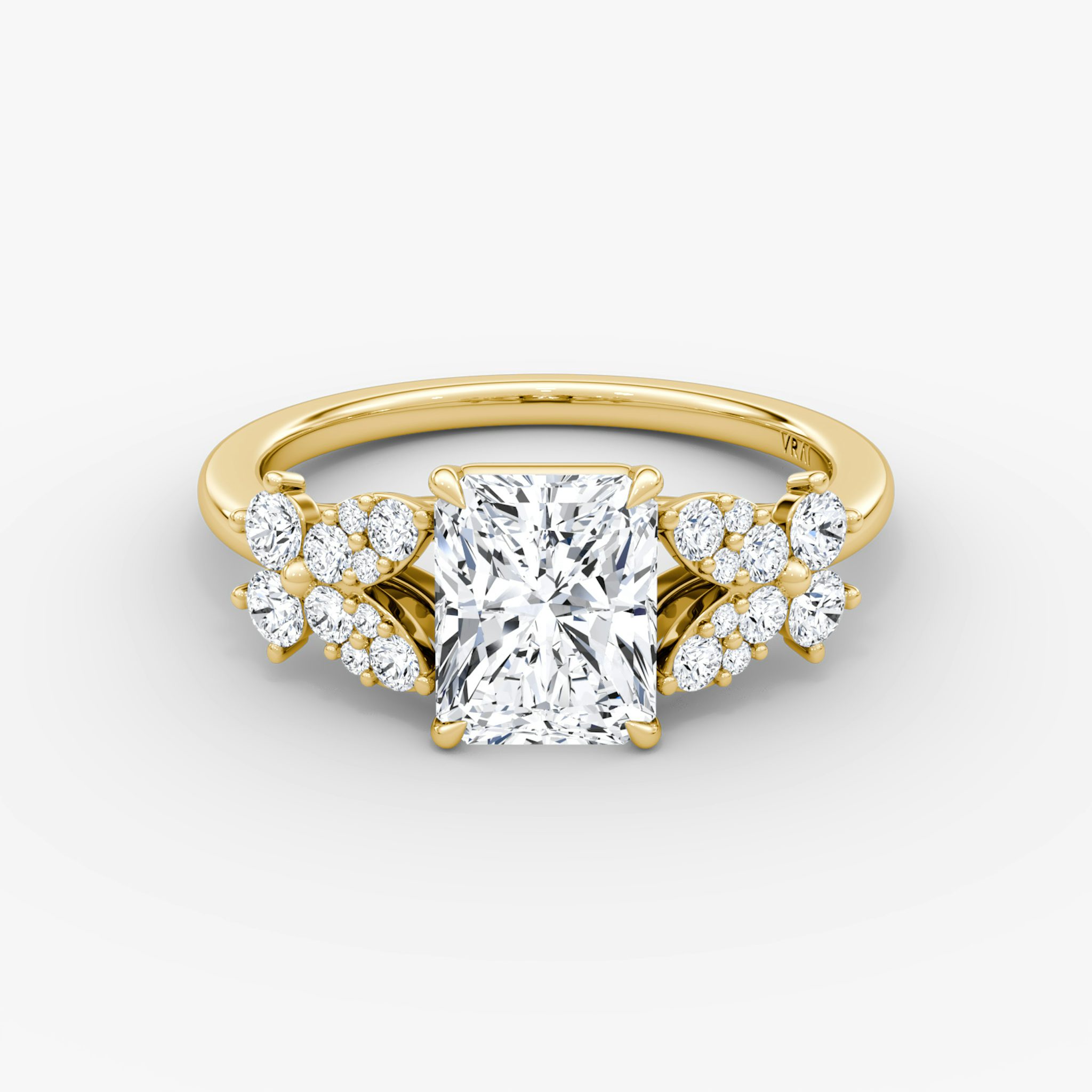 The Signature Floral | Radiant | 18k | Yellow Gold | bandAccent: Plain | diamondOrientation: vertical | caratWeight: other