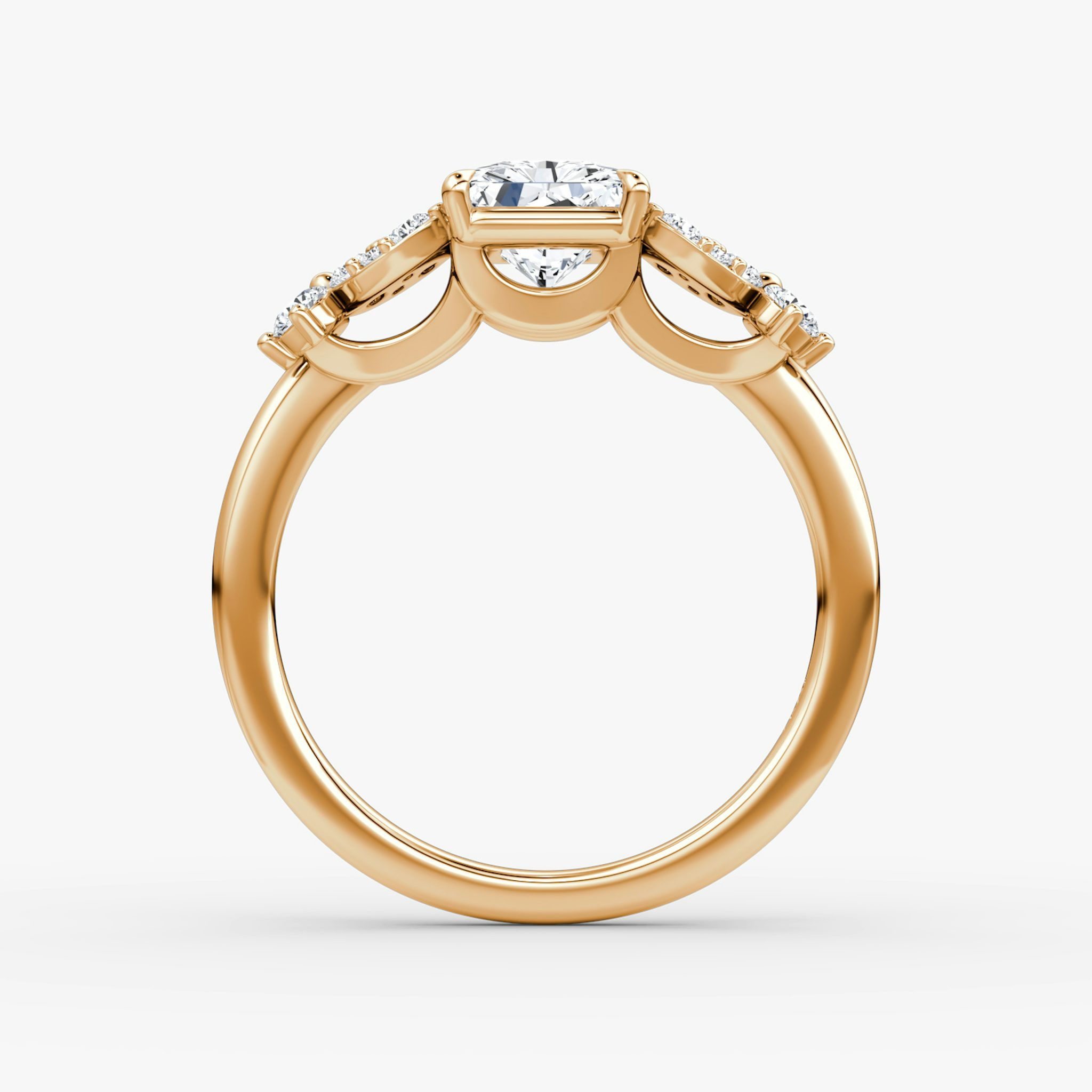 The Signature Floral | Radiant | 14k | Rose Gold | bandAccent: Plain | diamondOrientation: vertical | caratWeight: other