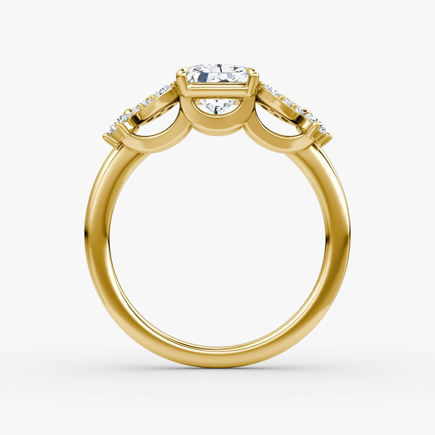 The Signature Floral  | Radiant | 18k | Yellow Gold | bandAccent: Plain | diamondOrientation: vertical | caratWeight: other