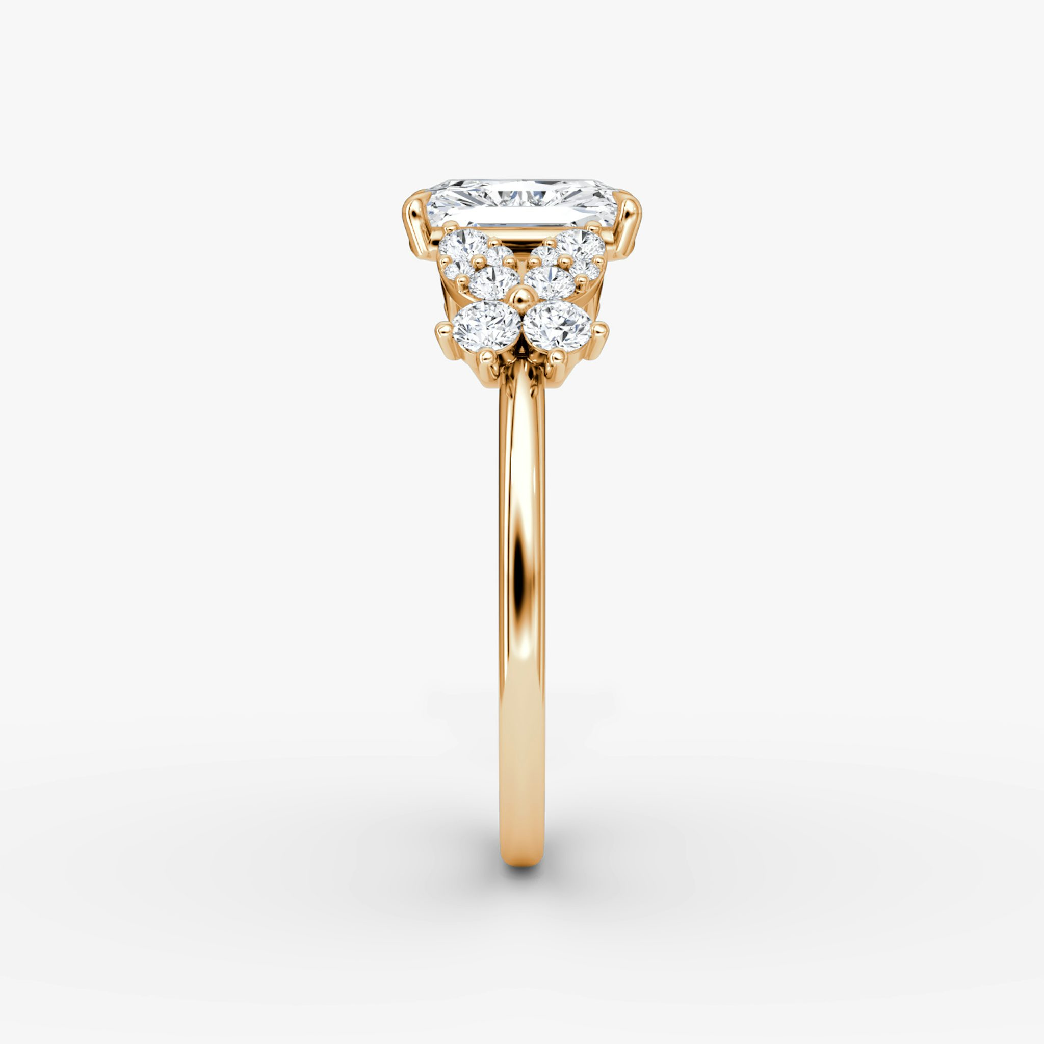 The Signature Floral | Radiant | 14k | Rose Gold | bandAccent: Plain | diamondOrientation: vertical | caratWeight: other