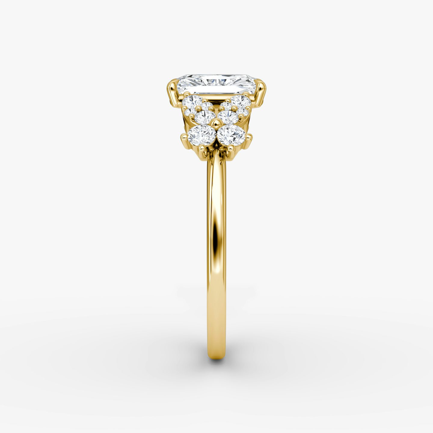 The Signature Floral  | Radiant | 18k | Yellow Gold | bandAccent: Plain | diamondOrientation: vertical | caratWeight: other