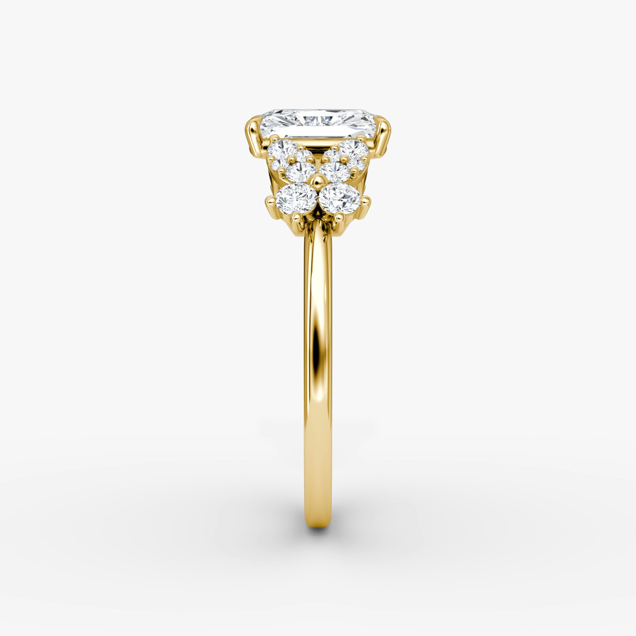 The Signature Floral | Radiant | 18k | Yellow Gold | bandAccent: Plain | diamondOrientation: vertical | caratWeight: other