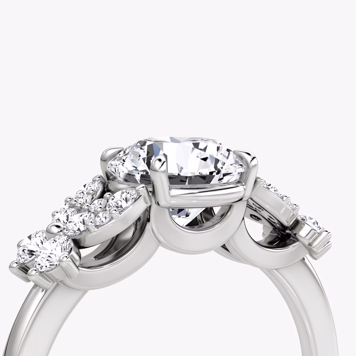 The Signature Floral | Round Brilliant | 18k | White Gold | bandAccent: Plain | caratWeight: 2.0ct | diamondOrientation: vertical