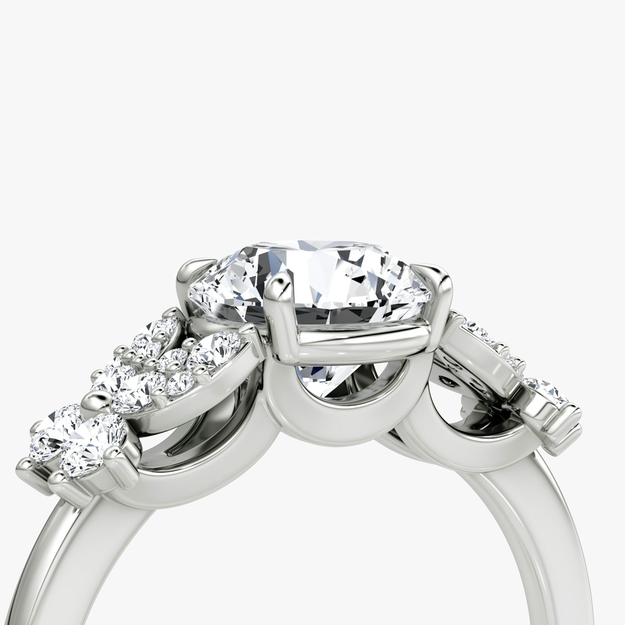 The Signature Floral | Round Brilliant | 18k | White Gold | bandAccent: Plain | caratWeight: other | diamondOrientation: vertical