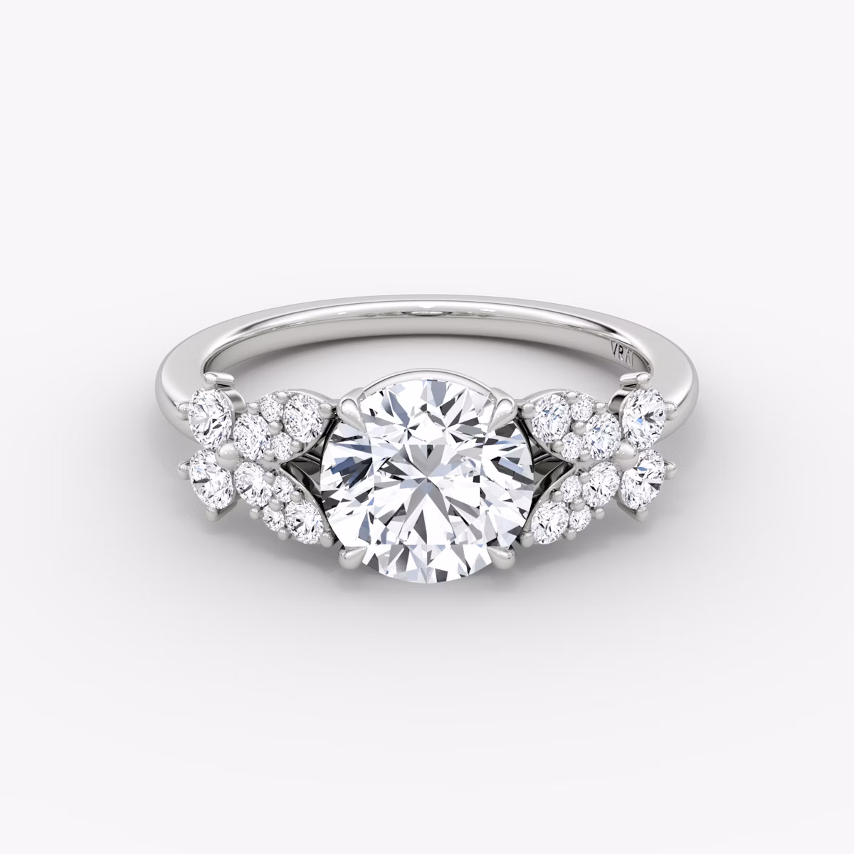 The Signature Floral | Round Brilliant | 18k | White Gold | bandAccent: Plain | caratWeight: 2.0ct | diamondOrientation: vertical