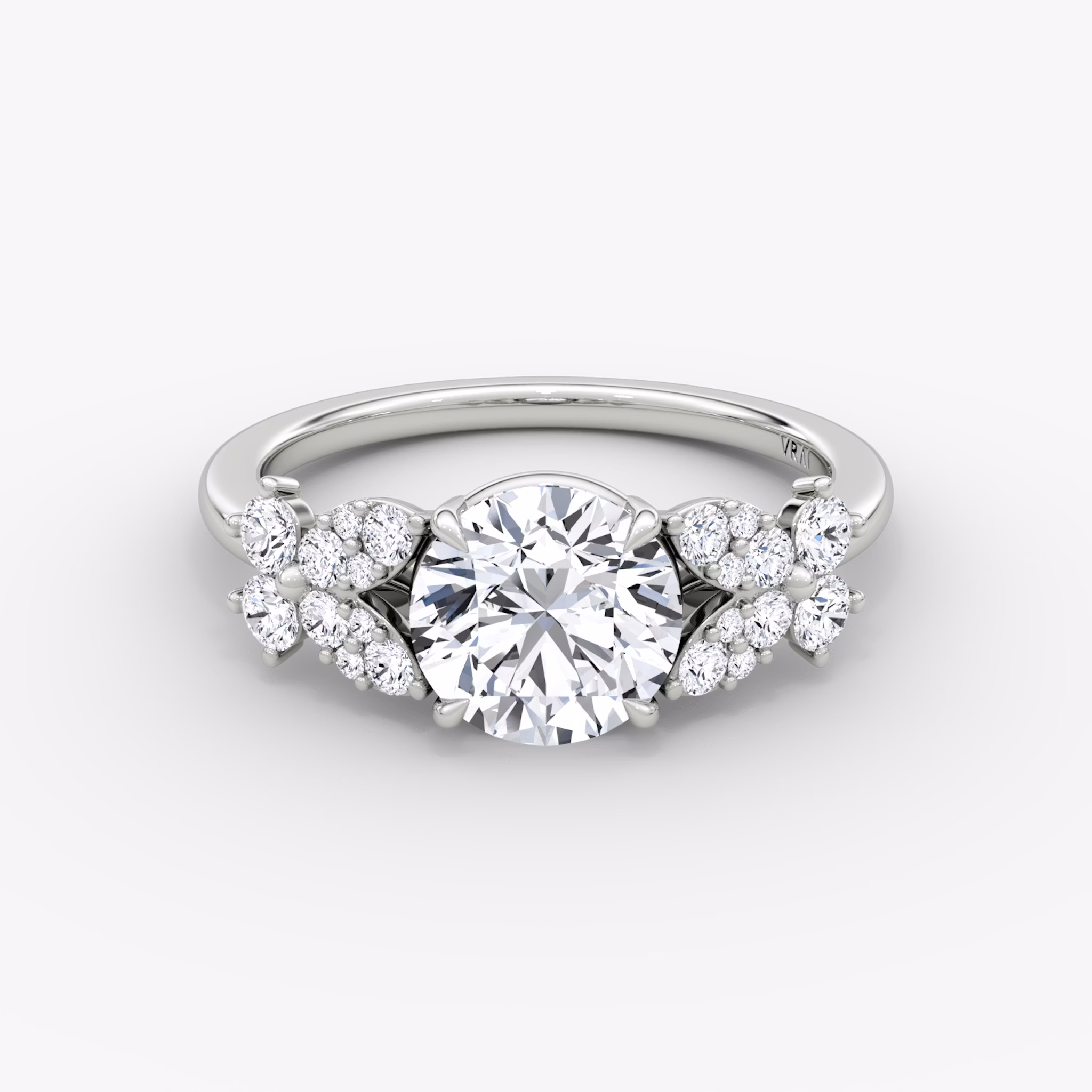 The Signature Floral | Round Brilliant | 18k | White Gold | bandAccent: Plain | caratWeight: other | diamondOrientation: vertical