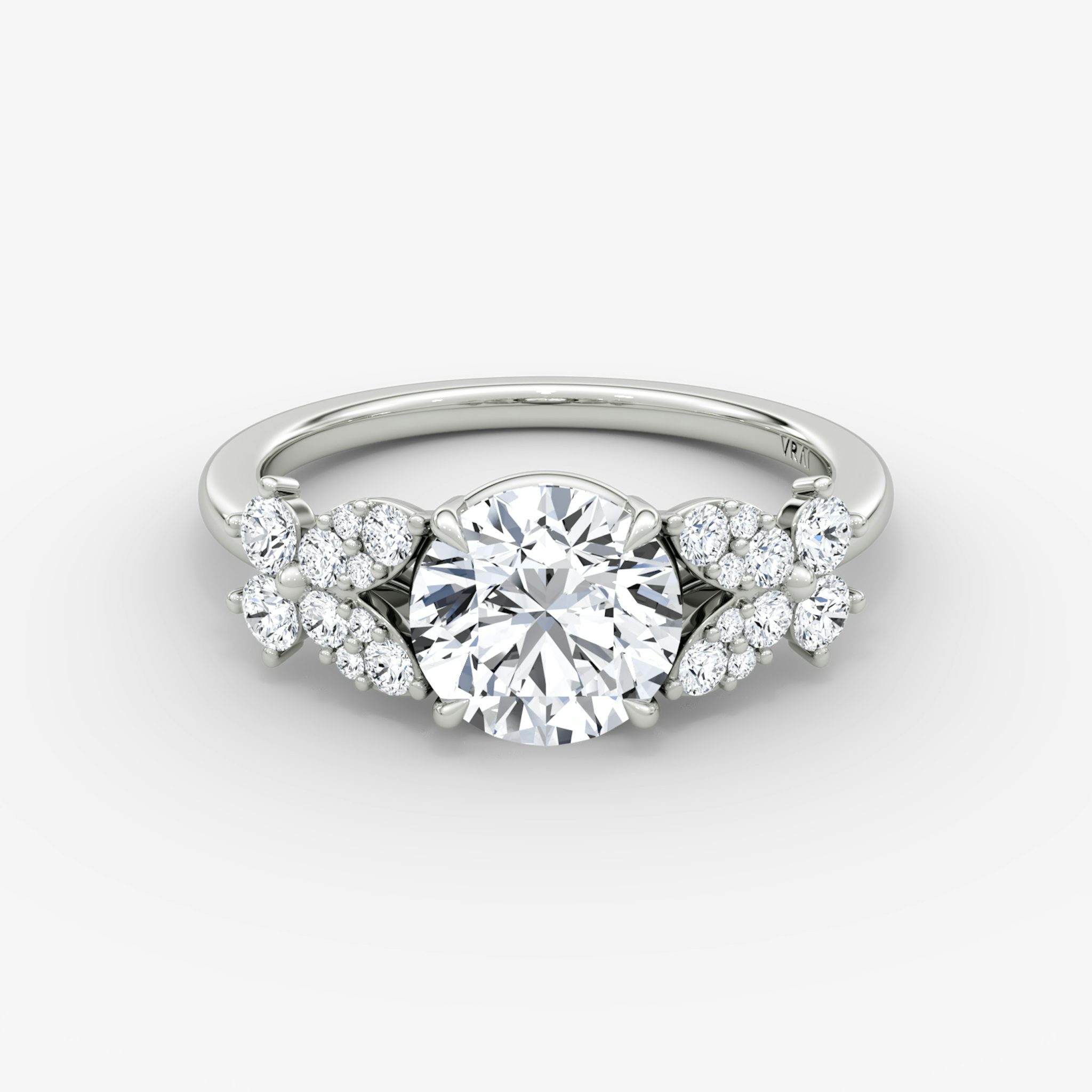 The Signature Floral | Round Brilliant | 18k | White Gold | bandAccent: Plain | caratWeight: other | diamondOrientation: vertical