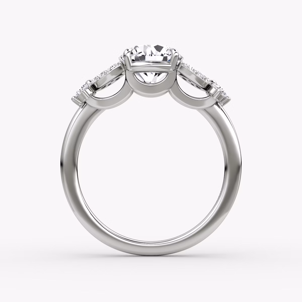 The Signature Floral | Round Brilliant | 18k | White Gold | bandAccent: Plain | caratWeight: 2.0ct | diamondOrientation: vertical