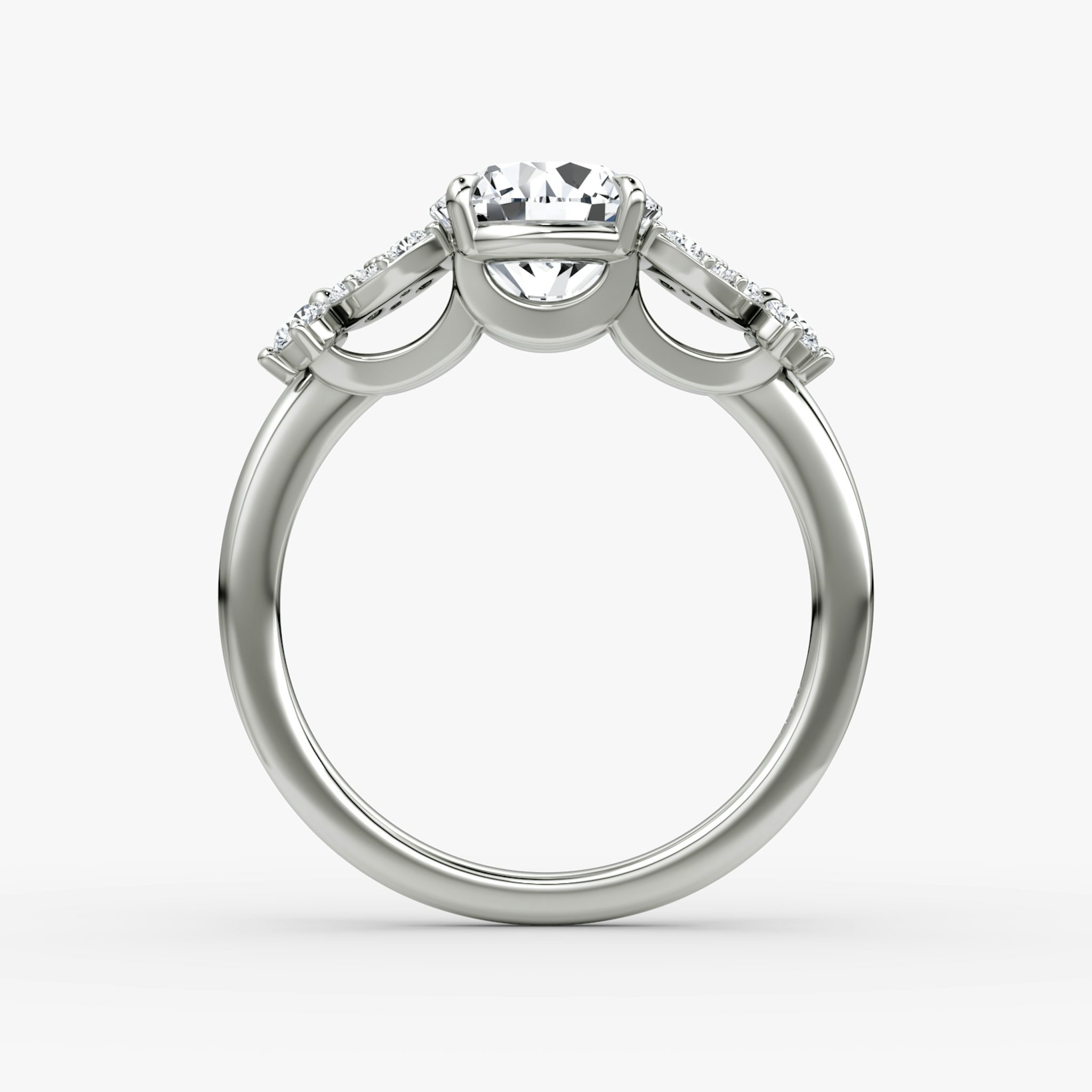 The Signature Floral | Round Brilliant | 18k | White Gold | bandAccent: Plain | caratWeight: other | diamondOrientation: vertical