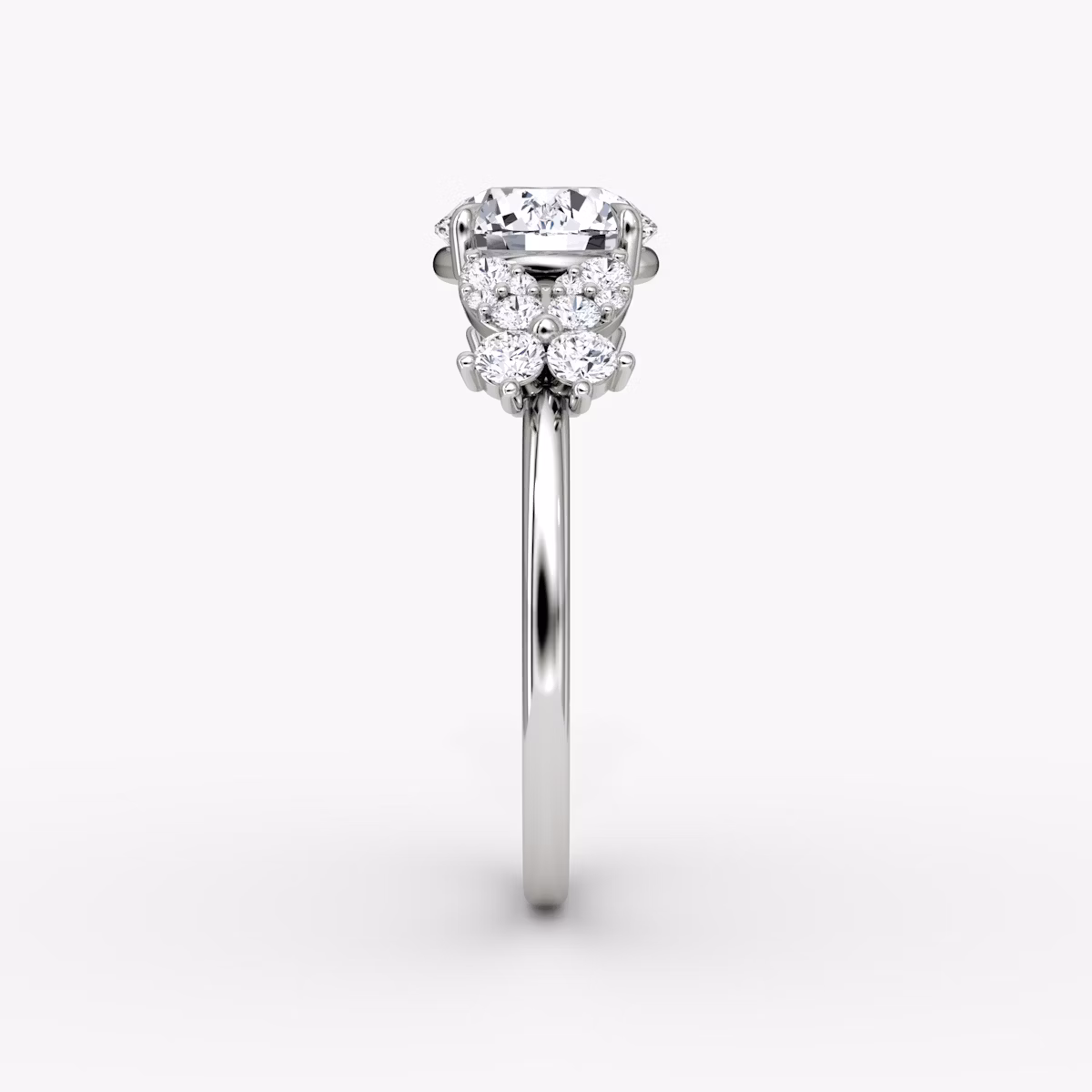 The Signature Floral | Round Brilliant | 18k | White Gold | bandAccent: Plain | caratWeight: 2.0ct | diamondOrientation: vertical