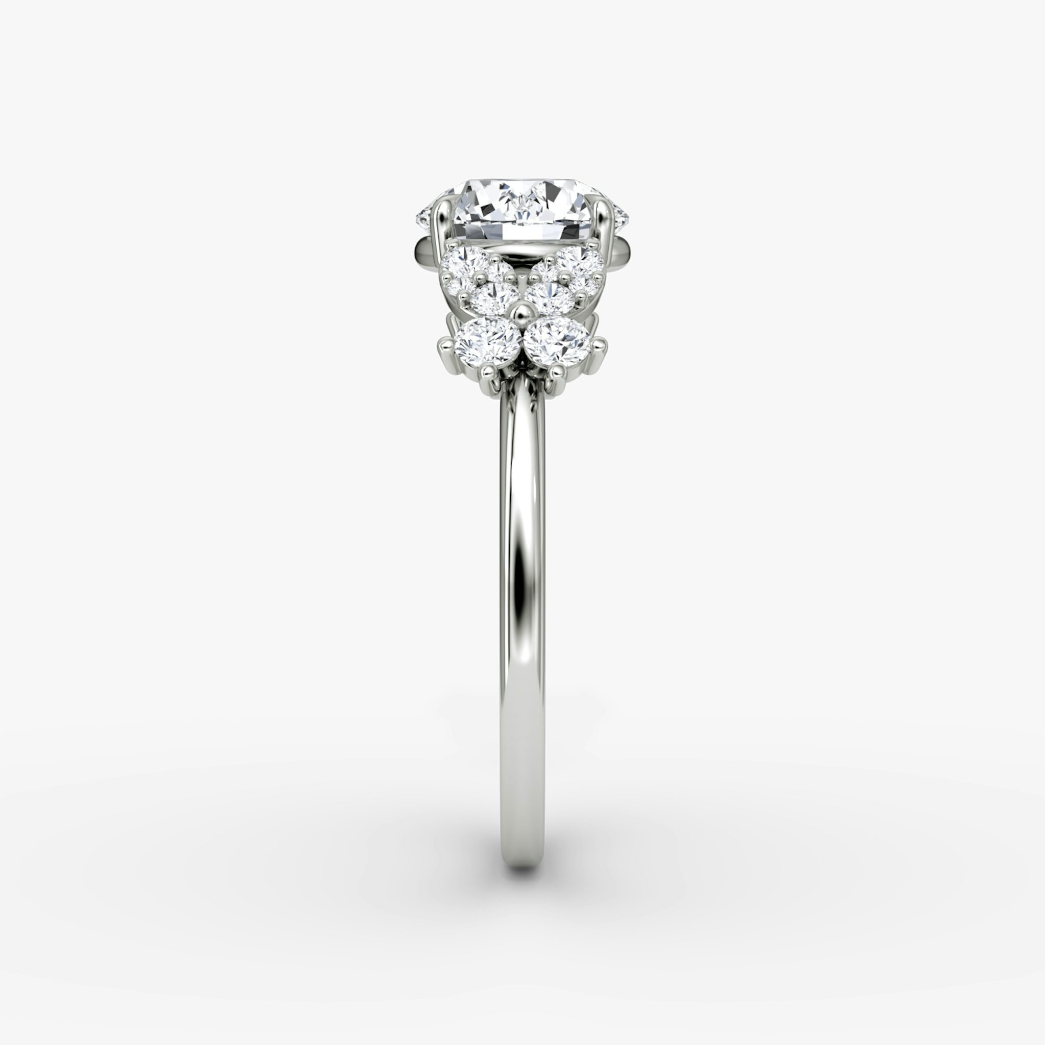 The Signature Floral | Round Brilliant | 18k | White Gold | bandAccent: Plain | caratWeight: other | diamondOrientation: vertical