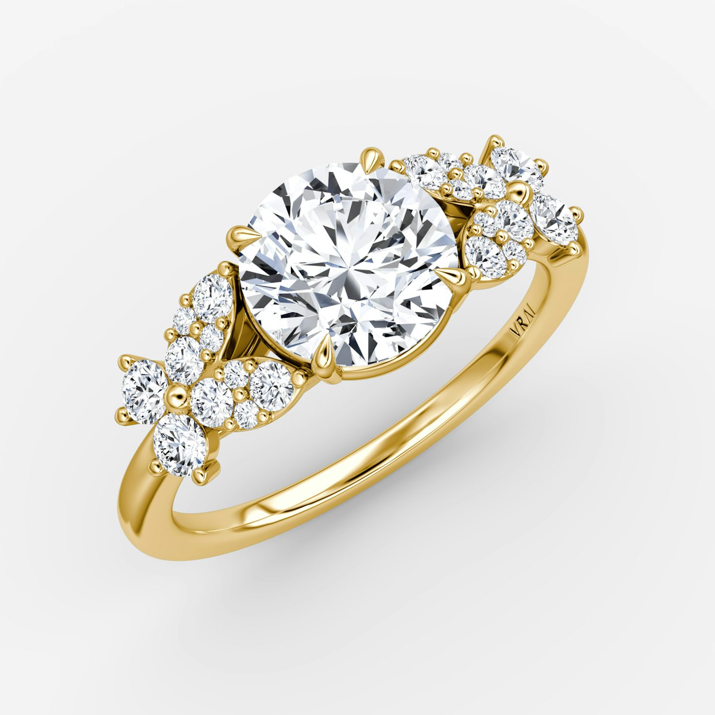 The Signature Floral  | Round Brilliant | 18k | Yellow Gold | bandAccent: Plain | caratWeight: 1.0ct | diamondOrientation: vertical
