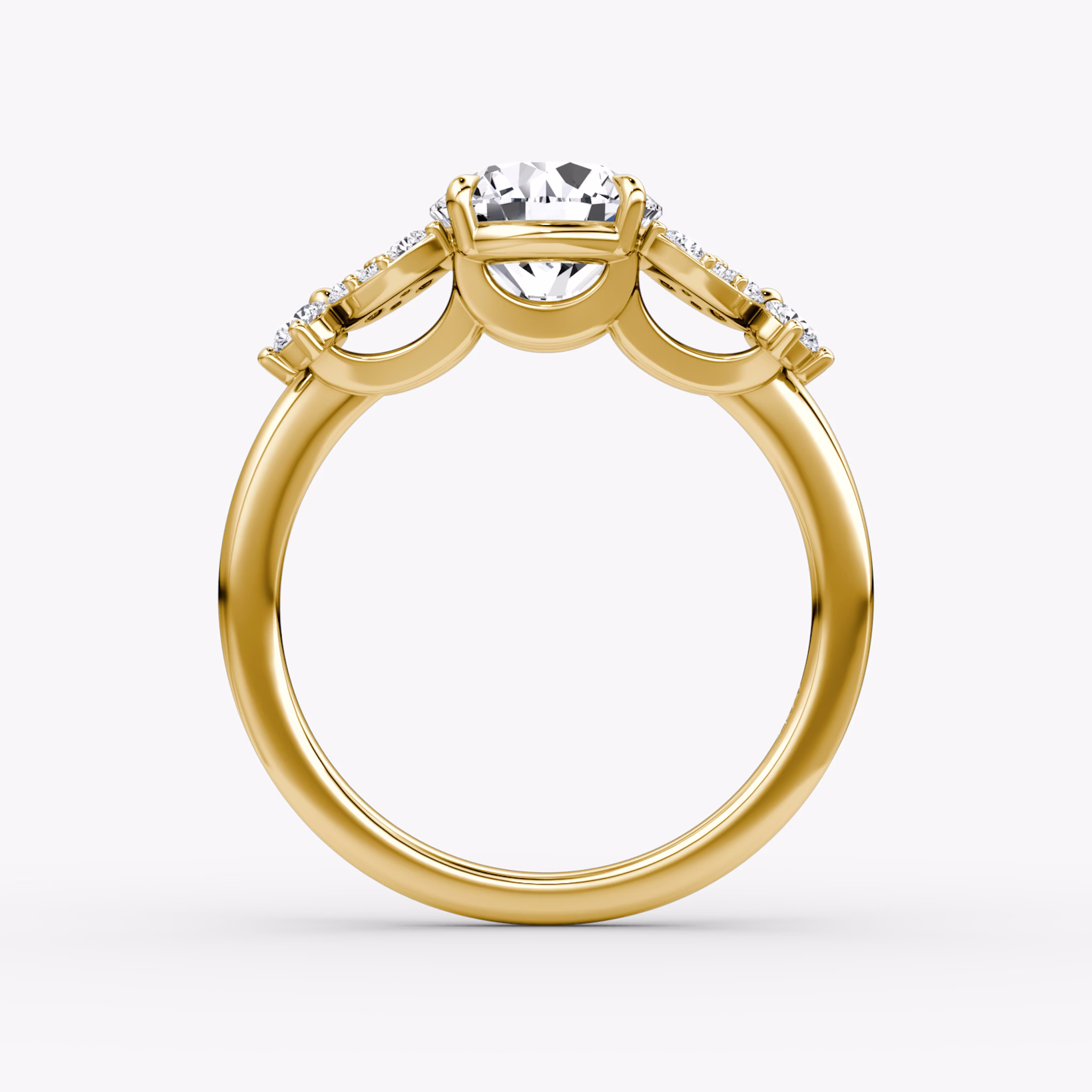 The Signature Floral | Round Brilliant | 18k | Yellow Gold | bandAccent: Plain | caratWeight: other | diamondOrientation: vertical