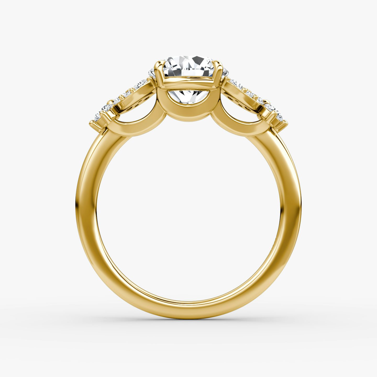 The Signature Floral  | Round Brilliant | 18k | Yellow Gold | bandAccent: Plain | caratWeight: 1.0ct | diamondOrientation: vertical
