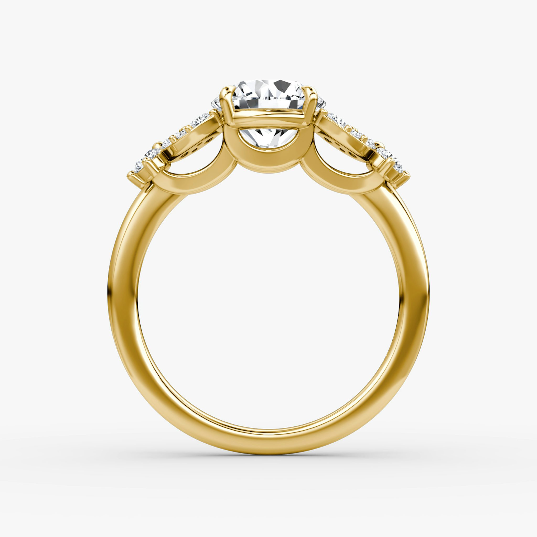 The Signature Floral | Round Brilliant | 18k | Yellow Gold | bandAccent: Plain | caratWeight: other | diamondOrientation: vertical