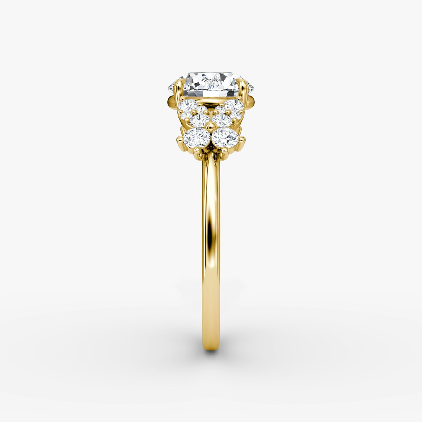 The Signature Floral  | Round Brilliant | 18k | Yellow Gold | bandAccent: Plain | caratWeight: 1.0ct | diamondOrientation: vertical