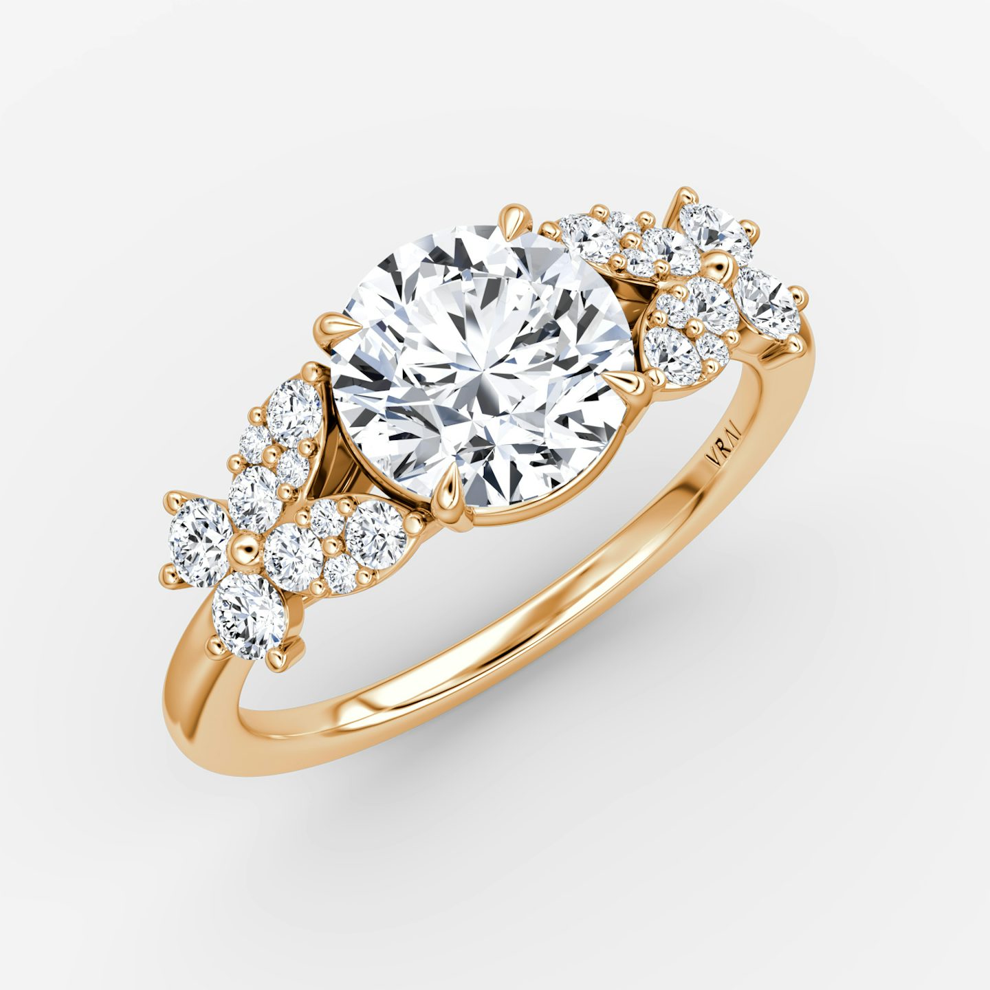 The Signature Floral  | Round Brilliant | 14k | Rose Gold | bandAccent: Plain | caratWeight: other | diamondOrientation: vertical