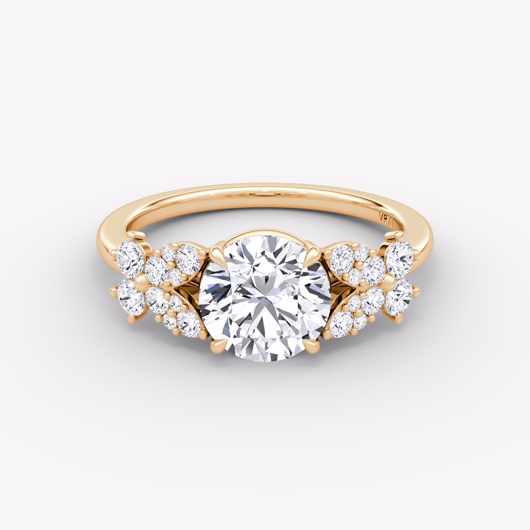 The Signature Floral | Round Brilliant | 14k | Rose Gold | bandAccent: Plain | caratWeight: other | diamondOrientation: vertical