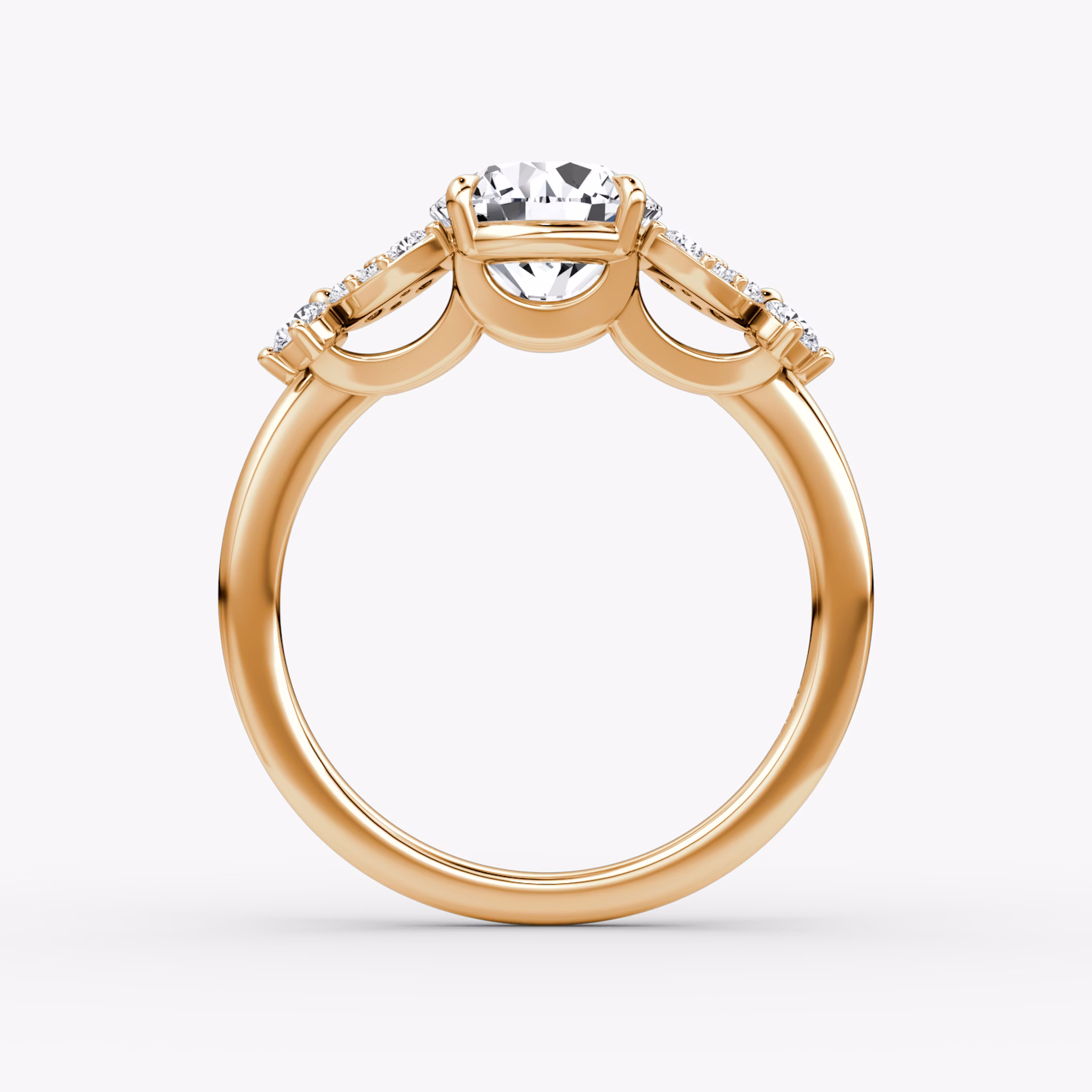 The Signature Floral | Round Brilliant | 14k | Rose Gold | bandAccent: Plain | caratWeight: other | diamondOrientation: vertical