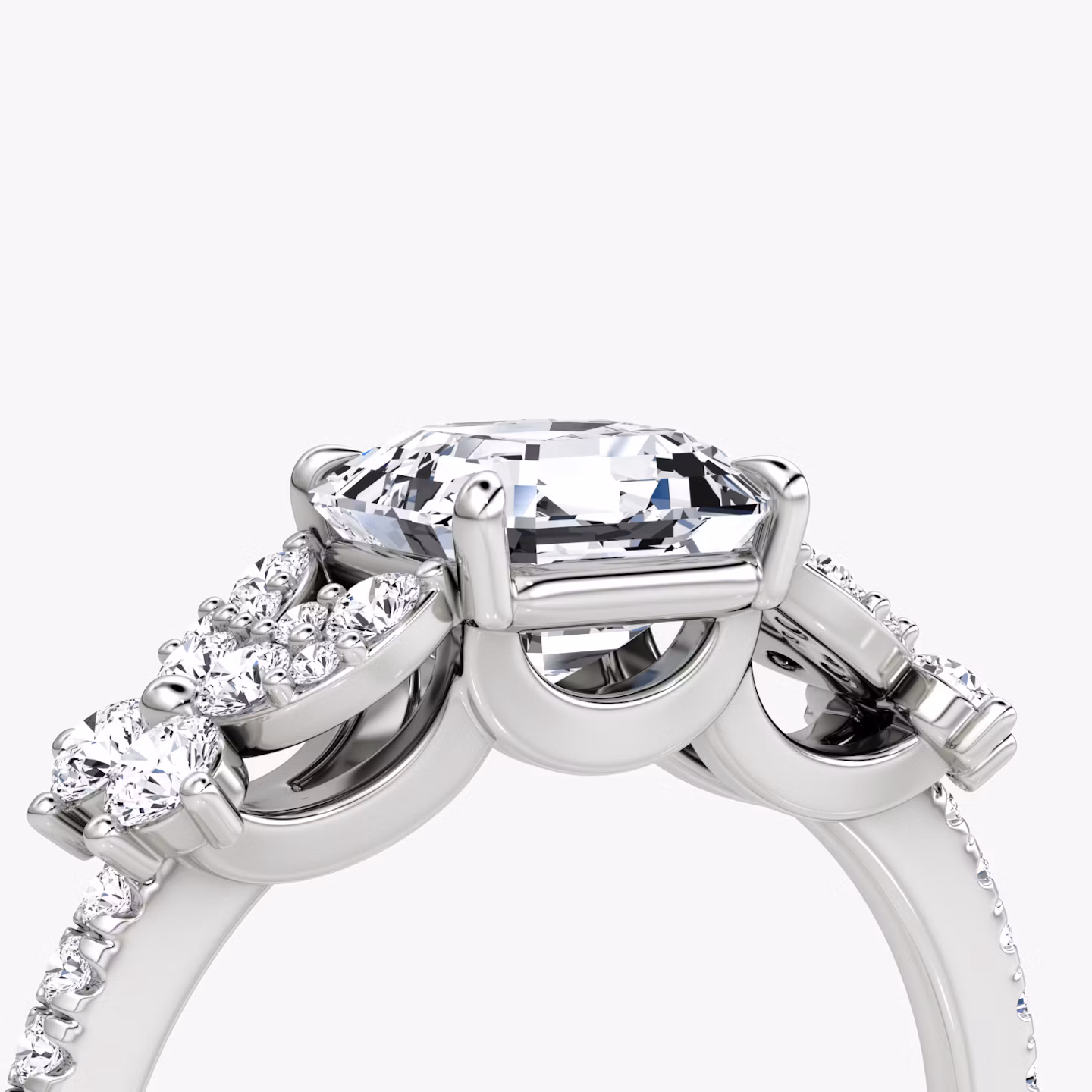 The Signature Floral  | Asscher | 18k | White Gold | bandAccent: Pavé | diamondOrientation: vertical | caratWeight: other