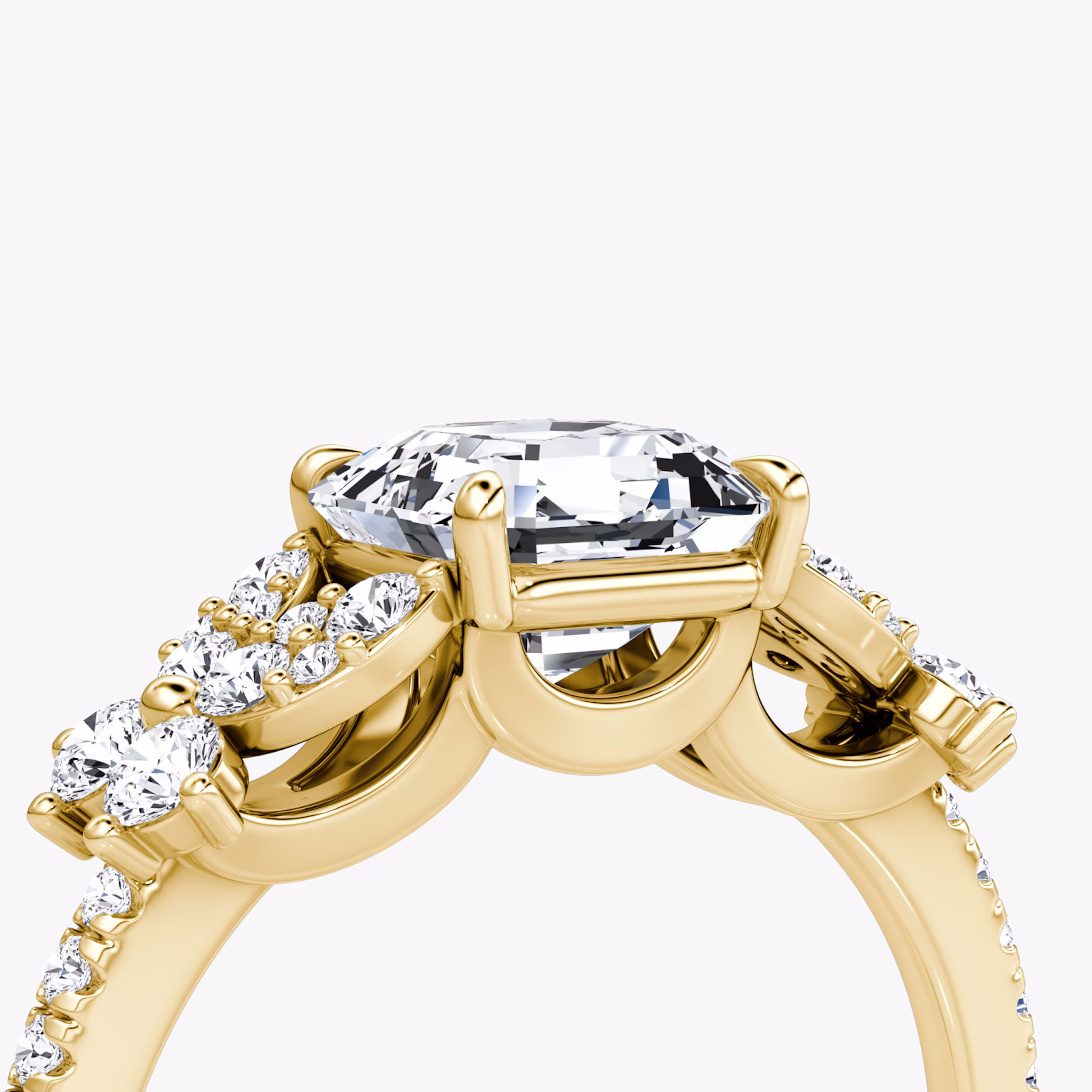The Signature Floral | Asscher | 18k | Yellow Gold | bandAccent: Pavé | diamondOrientation: vertical | caratWeight: other