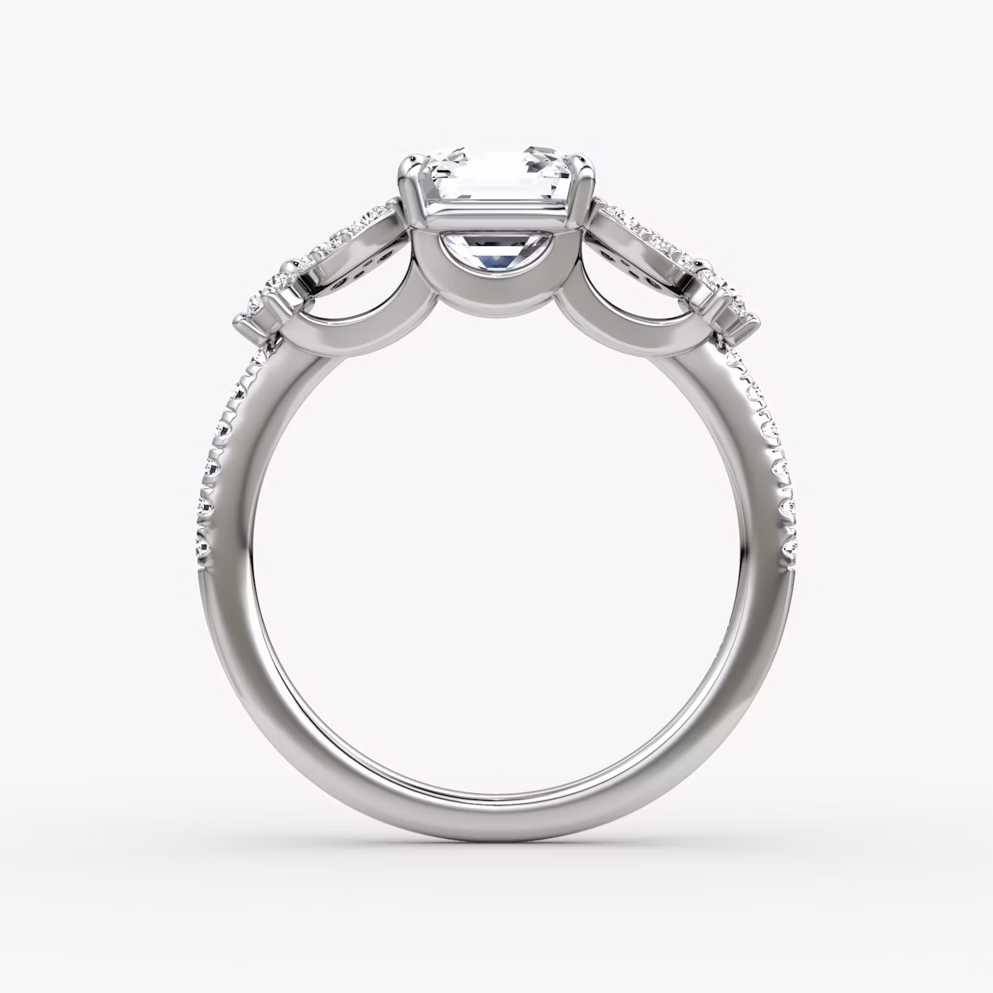 The Signature Floral  | Asscher | 18k | White Gold | bandAccent: Pavé | diamondOrientation: vertical | caratWeight: other