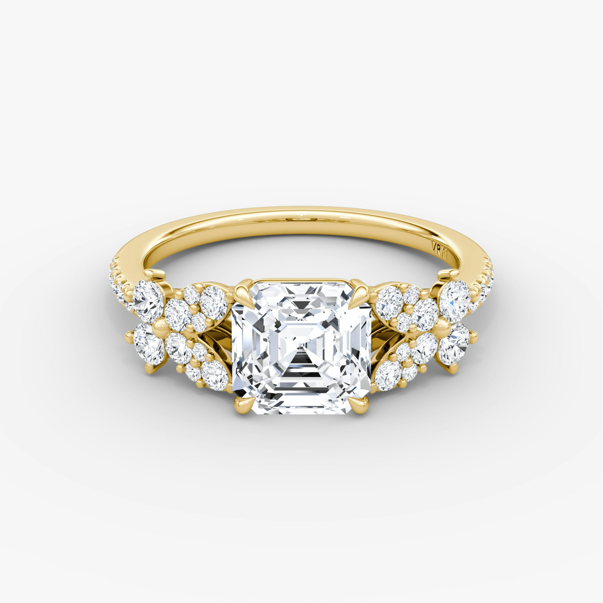 The Signature Floral | Asscher | 18k | Yellow Gold | bandAccent: Pavé | diamondOrientation: vertical | caratWeight: other