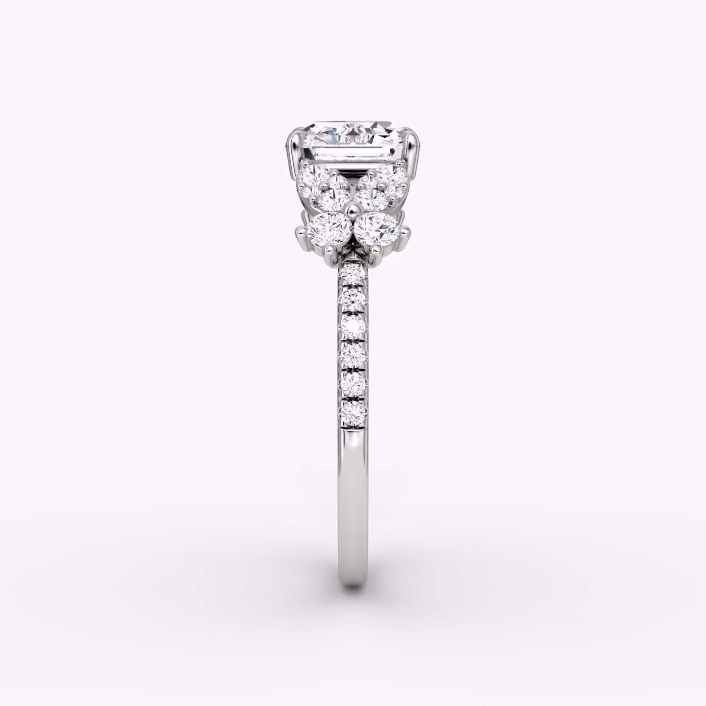 The Signature Floral  | Asscher | 18k | White Gold | bandAccent: Pavé | diamondOrientation: vertical | caratWeight: other