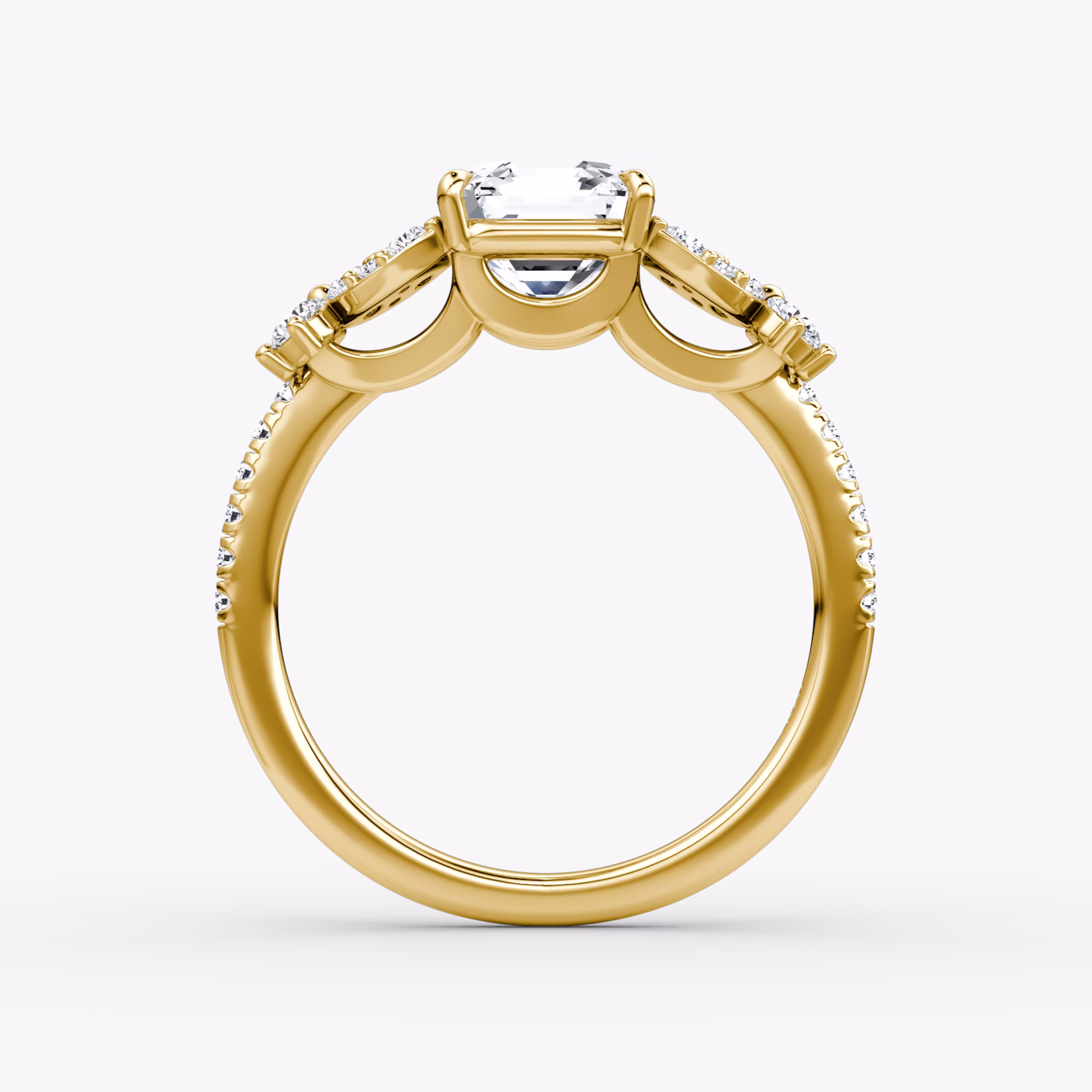 The Signature Floral | Asscher | 18k | Yellow Gold | bandAccent: Pavé | diamondOrientation: vertical | caratWeight: other