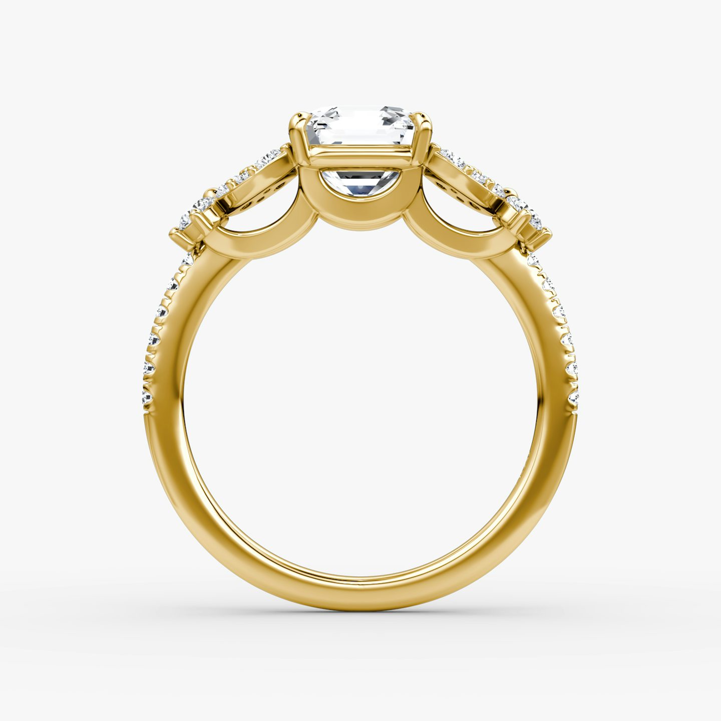 Anillo de compromiso Solitario Signature Floral  | Asscher | 18k | Oro amarillo | bandAccent: Pavé | diamondOrientation: vertical | caratWeight: other