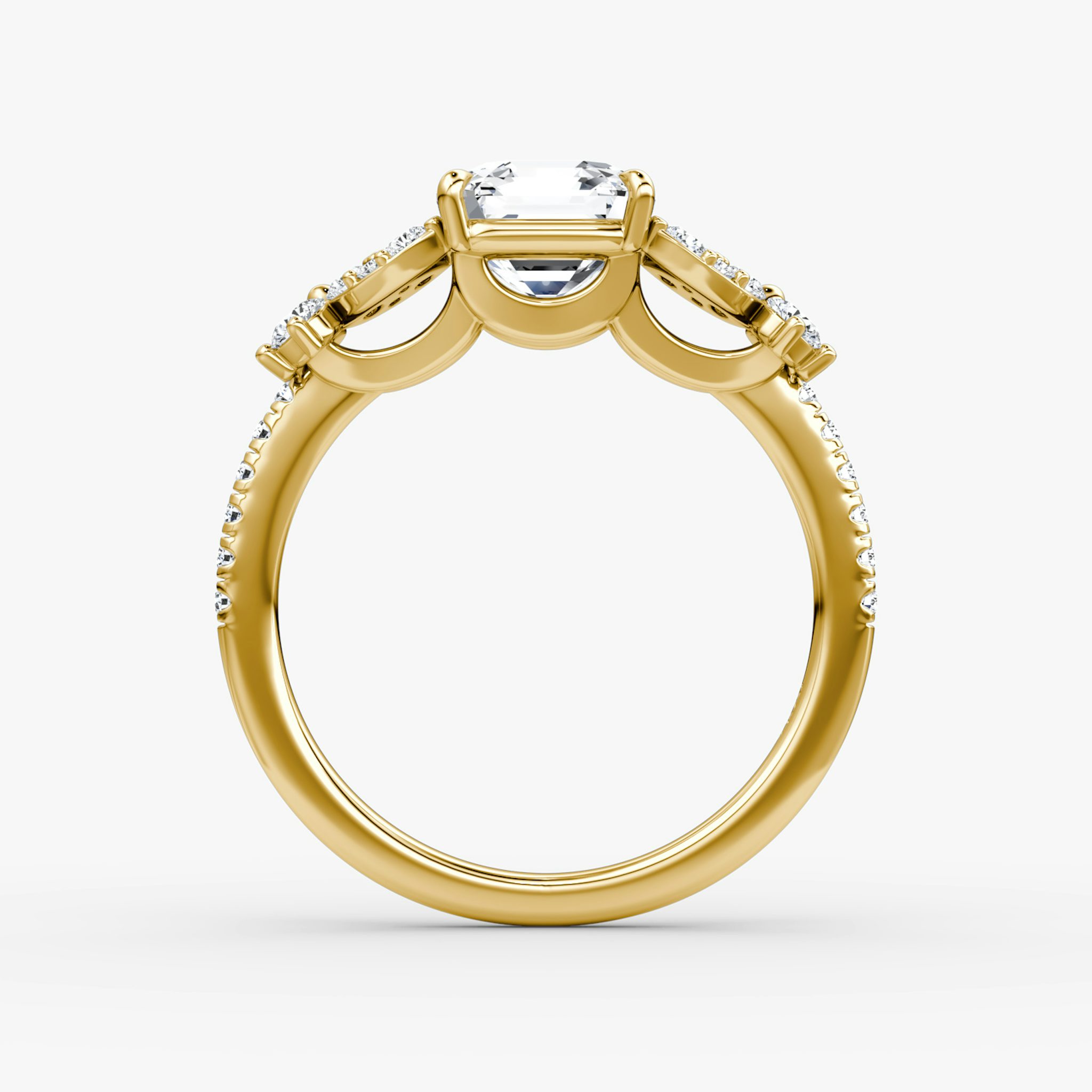 The Signature Floral | Asscher | 18k | Yellow Gold | bandAccent: Pavé | diamondOrientation: vertical | caratWeight: other