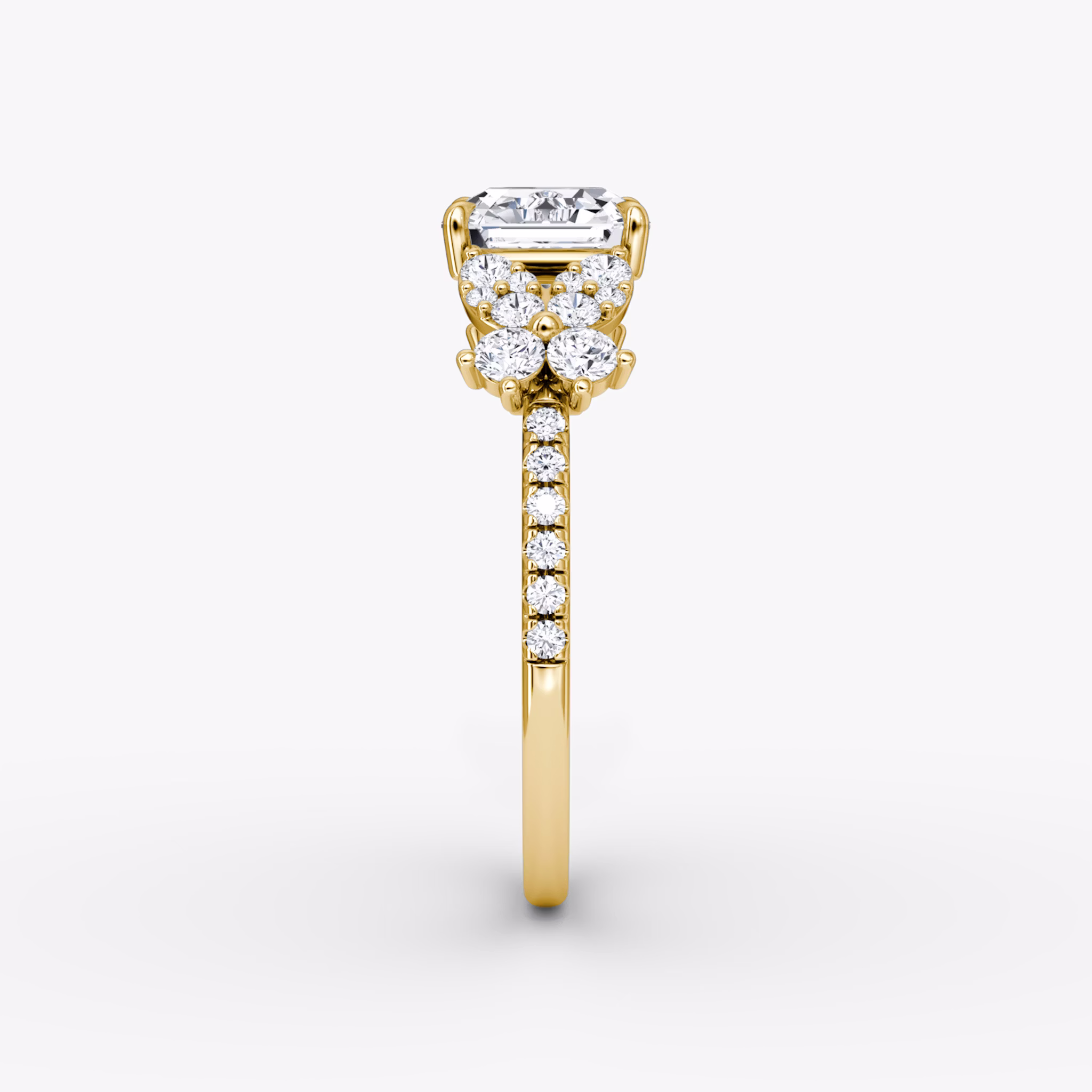 The Signature Floral | Asscher | 18k | Yellow Gold | bandAccent: Pavé | diamondOrientation: vertical | caratWeight: other
