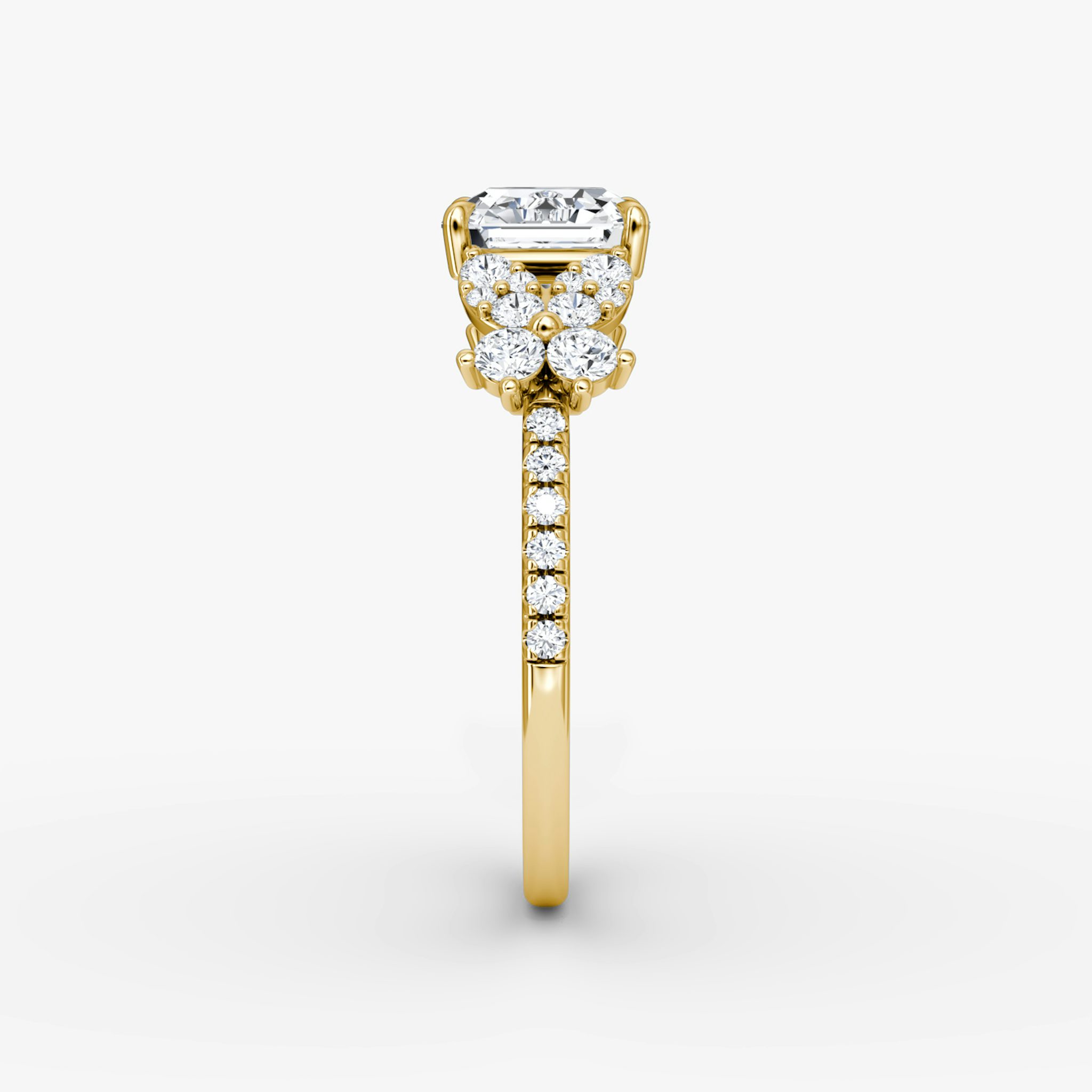 The Signature Floral | Asscher | 18k | Yellow Gold | bandAccent: Pavé | diamondOrientation: vertical | caratWeight: other