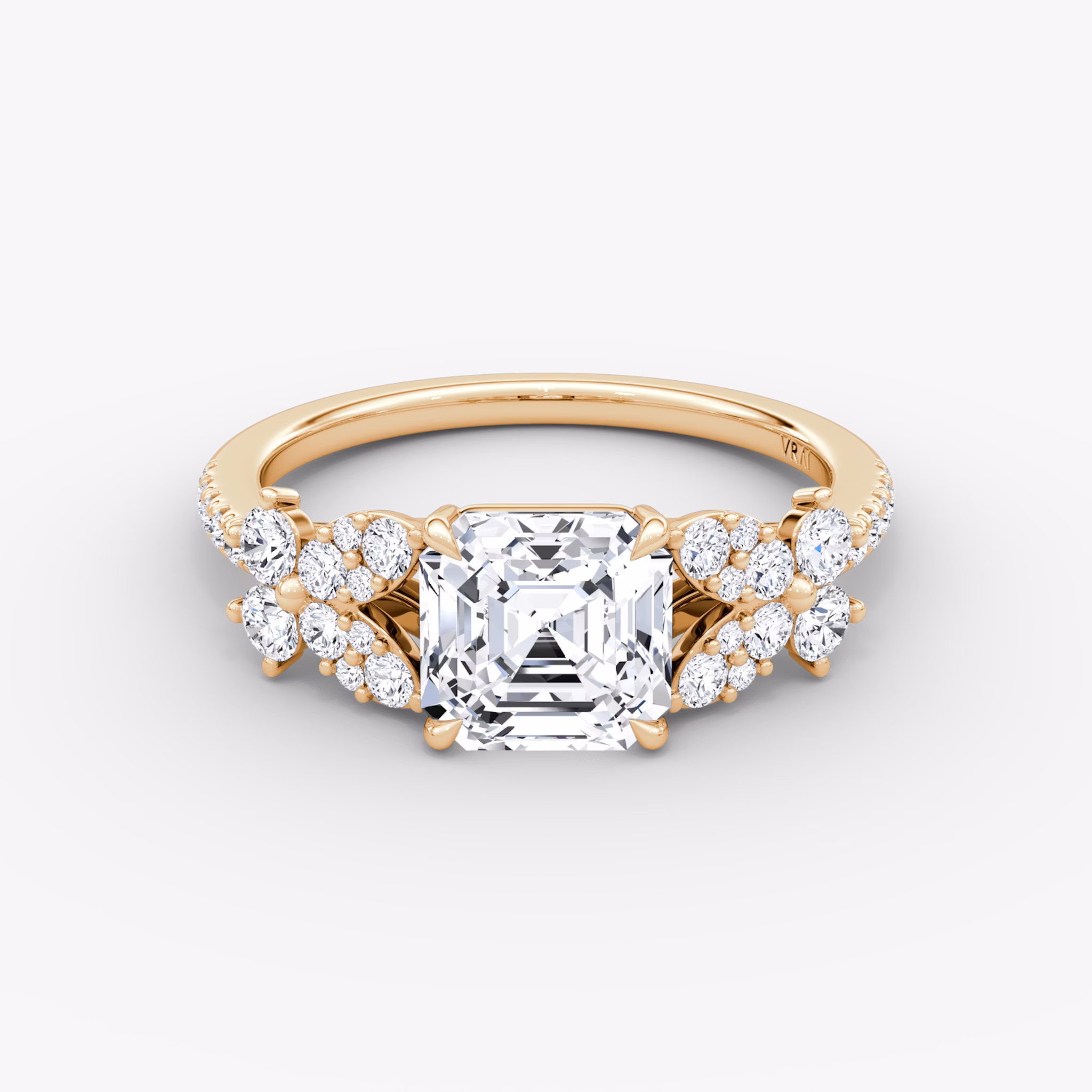 The Signature Floral | Asscher | 14k | Rose Gold | bandAccent: Pavé | diamondOrientation: vertical | caratWeight: other