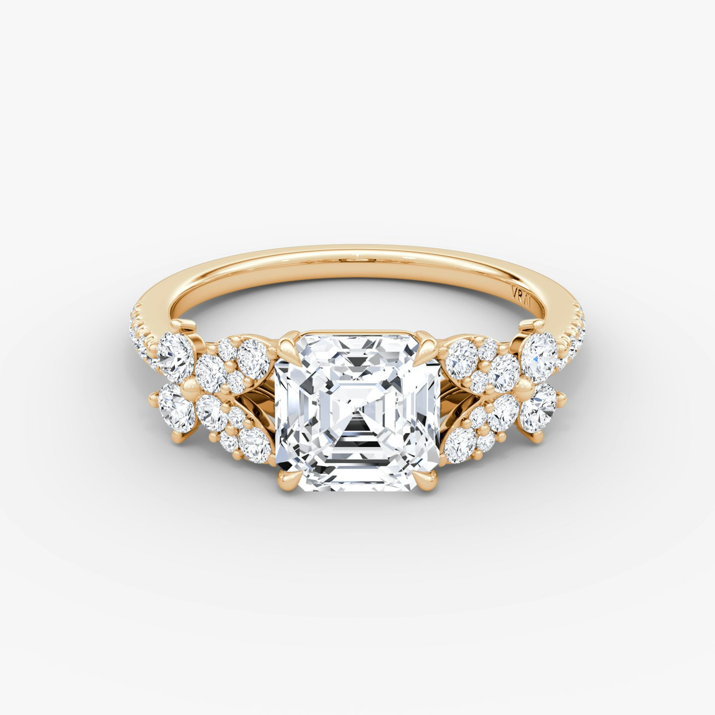 The Signature Floral  | Asscher | 14k | Rose Gold | bandAccent: Pavé | diamondOrientation: vertical | caratWeight: other