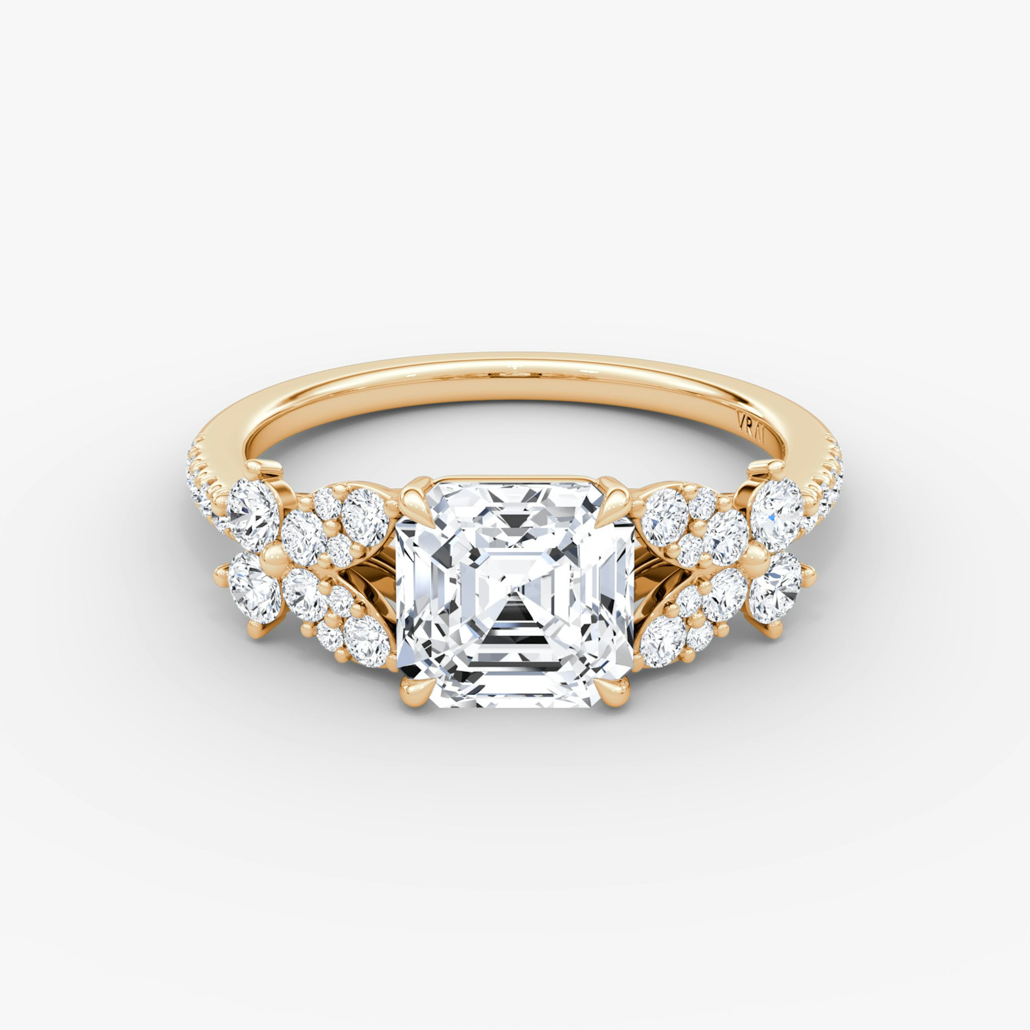 The Signature Floral | Asscher | 14k | Rose Gold | bandAccent: Pavé | diamondOrientation: vertical | caratWeight: other