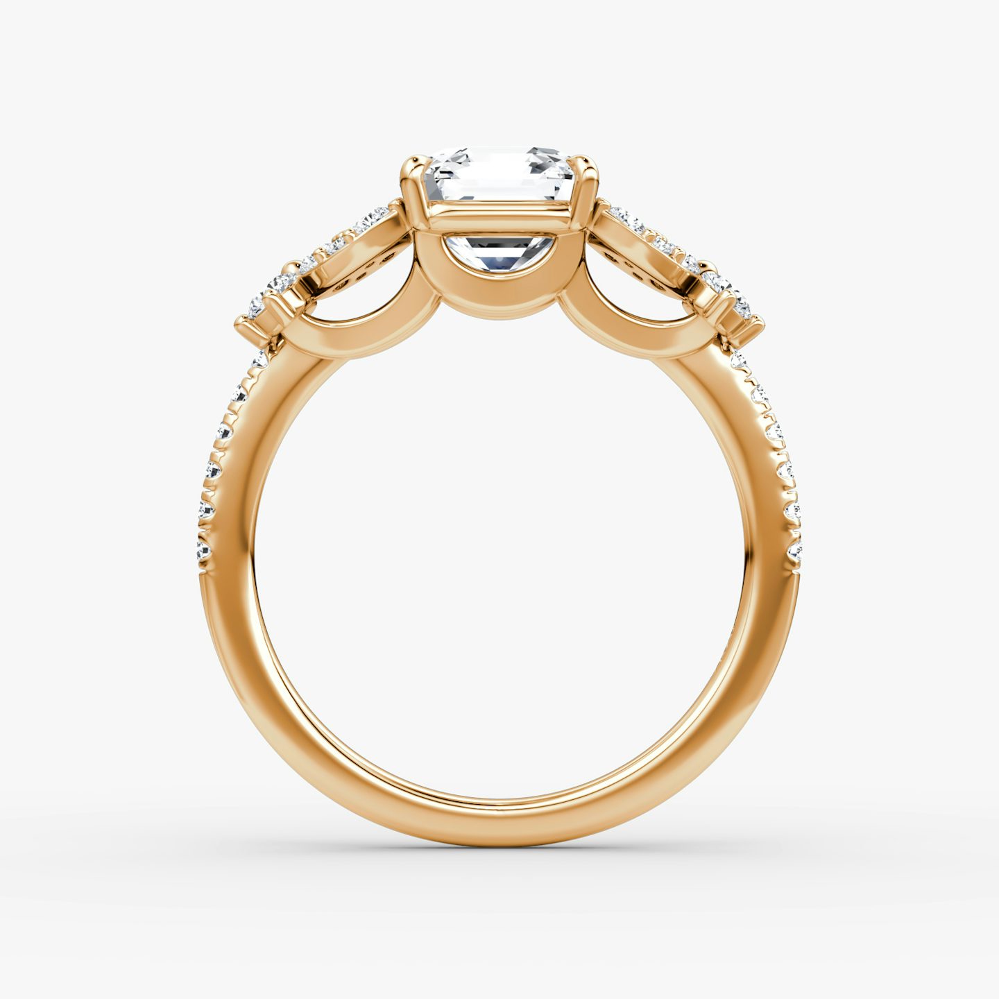 The Signature Floral  | Asscher | 14k | Rose Gold | bandAccent: Pavé | diamondOrientation: vertical | caratWeight: other