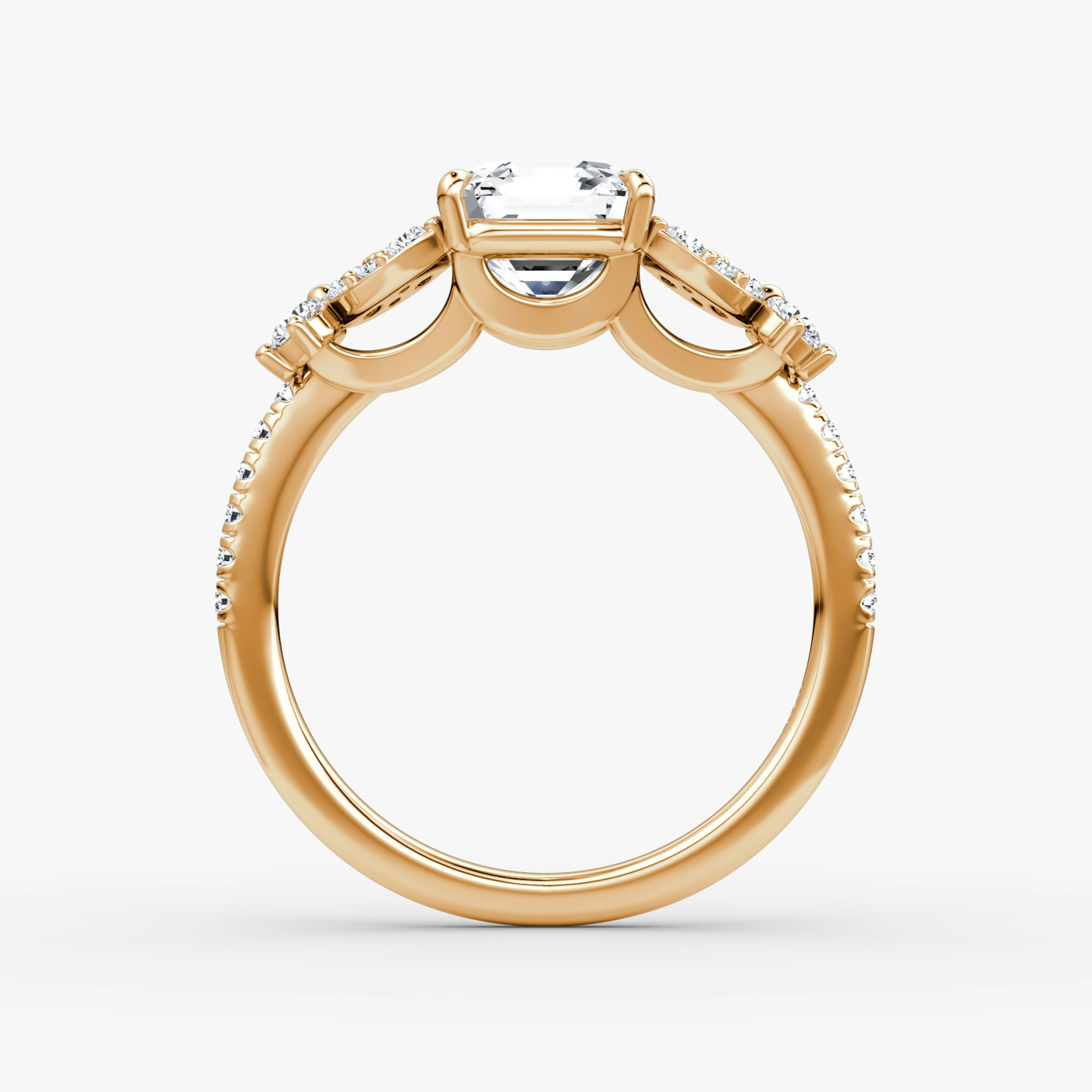 The Signature Floral | Asscher | 14k | Rose Gold | bandAccent: Pavé | diamondOrientation: vertical | caratWeight: other