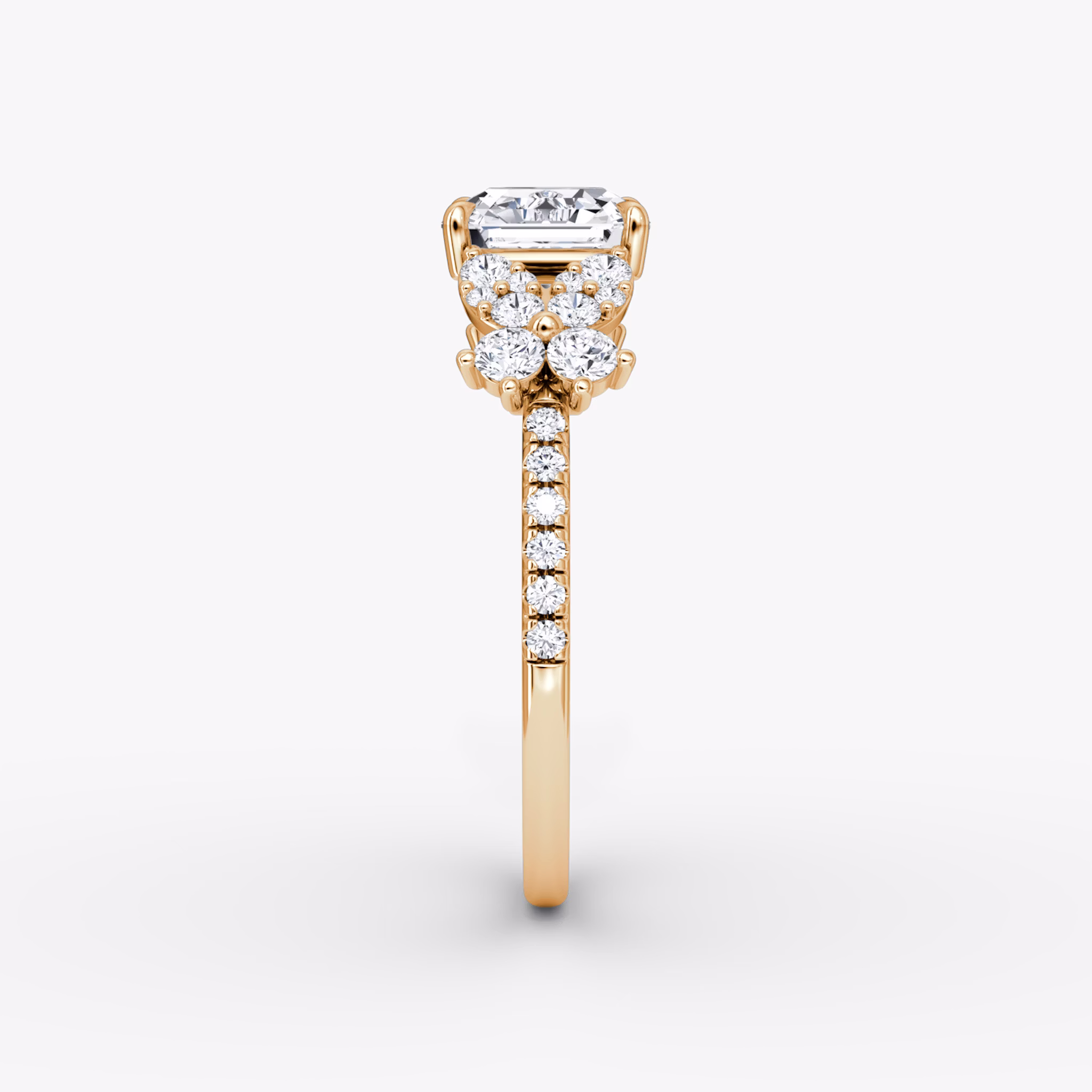 The Signature Floral | Asscher | 14k | Rose Gold | bandAccent: Pavé | diamondOrientation: vertical | caratWeight: other